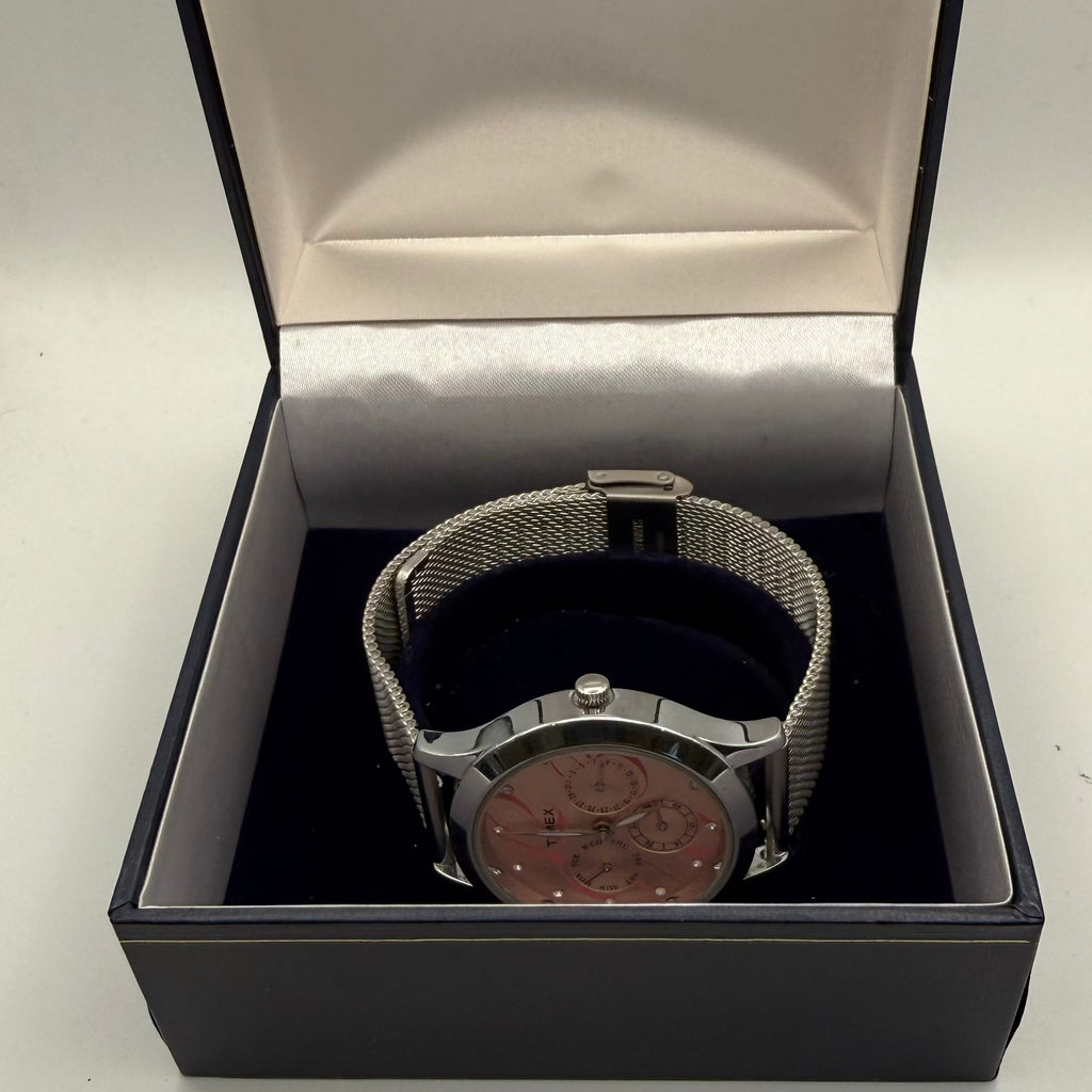 Timex TW2R64400 Ladies Multifunction Pink Crystal Dial Mesh Bracelet Watch- £34.99