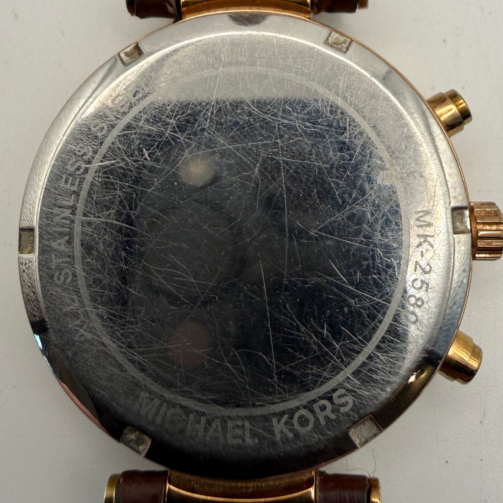 Michael Kors MK2586 Watch Burgundy Dial Rose Gold Tone Brown Leather Strap- £59.95