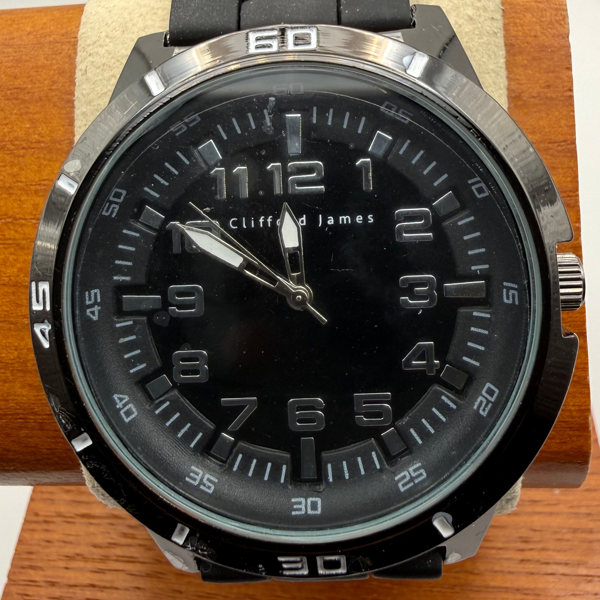 Clifford James Black Sports Watch – Large Dial, Silicone Strap- £39.99