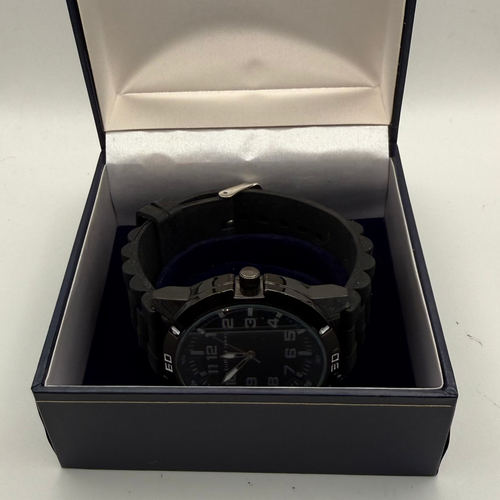 Clifford James Black Sports Watch – Large Dial, Silicone Strap- £39.99