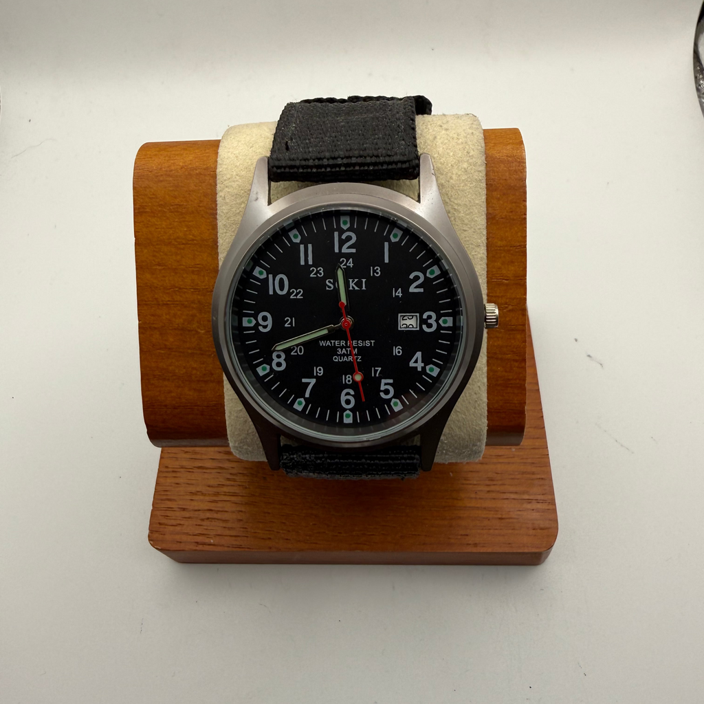 Soki Military Style Field Watch – Black Dial Quartz with Date Display- £19.99