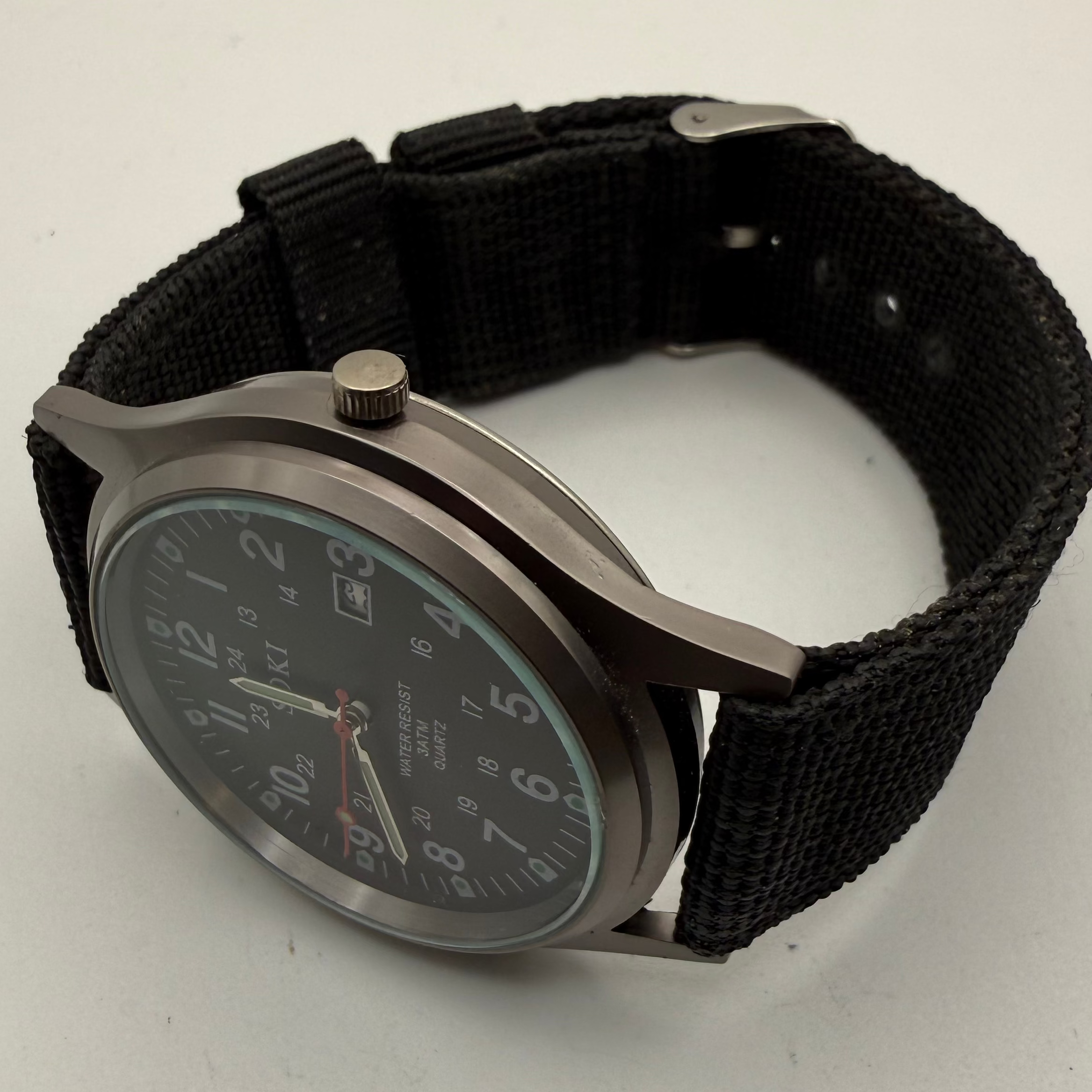 Soki Military Style Field Watch – Black Dial Quartz with Date Display- £19.99