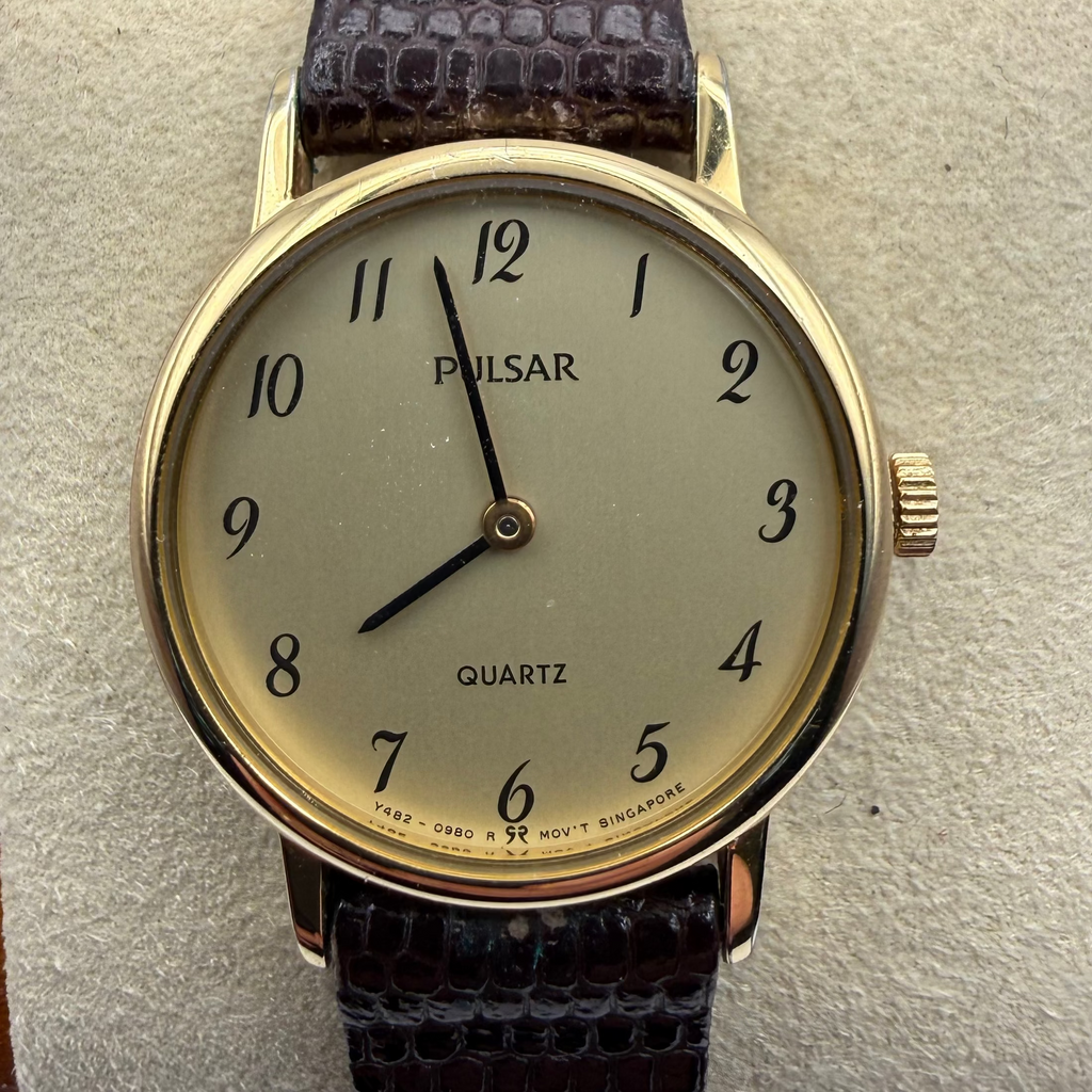 Ladies Pulsar Quartz Dress Watch Y482-0980 Gold Tone Brown Strap Boxed- £29.99