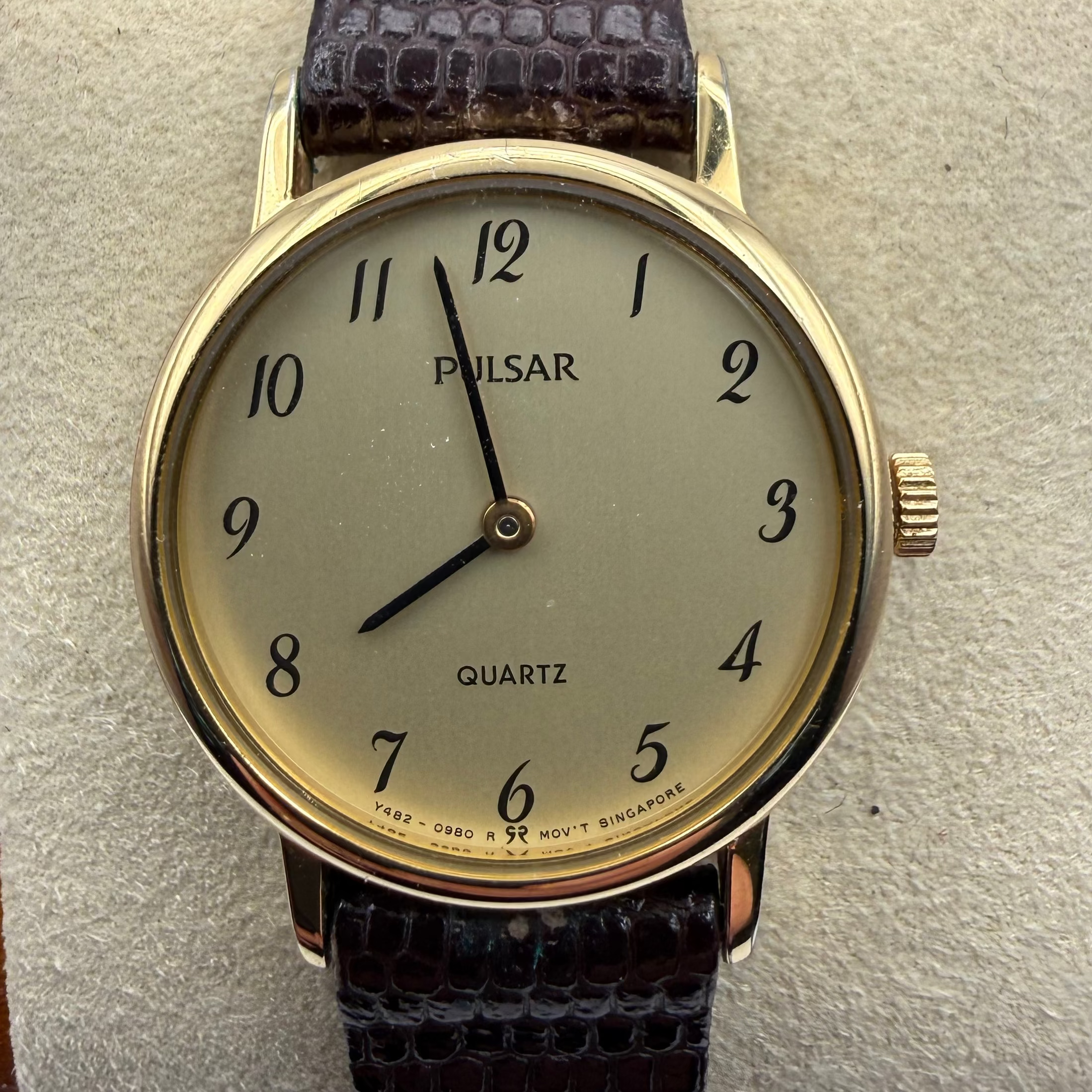 Ladies Pulsar Quartz Dress Watch Y482-0980 Gold Tone Brown Strap Boxed- £29.99