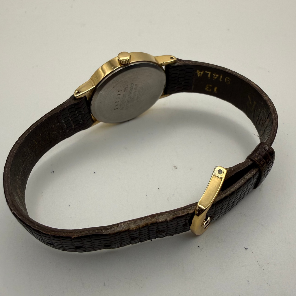 Ladies Pulsar Quartz Dress Watch Y482-0980 Gold Tone Brown Strap Boxed- £29.99