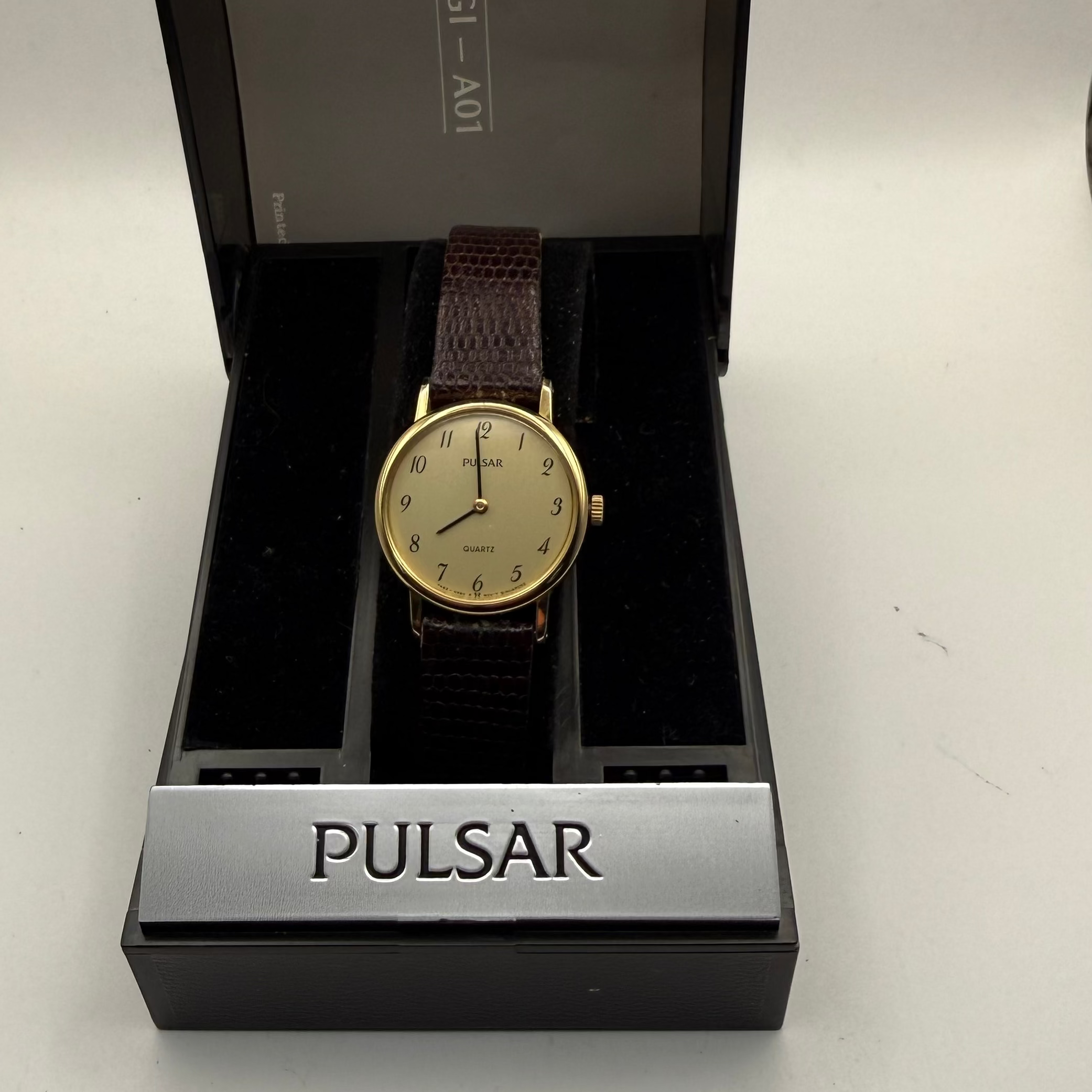 Ladies Pulsar Quartz Dress Watch Y482-0980 Gold Tone Brown Strap Boxed- £29.99
