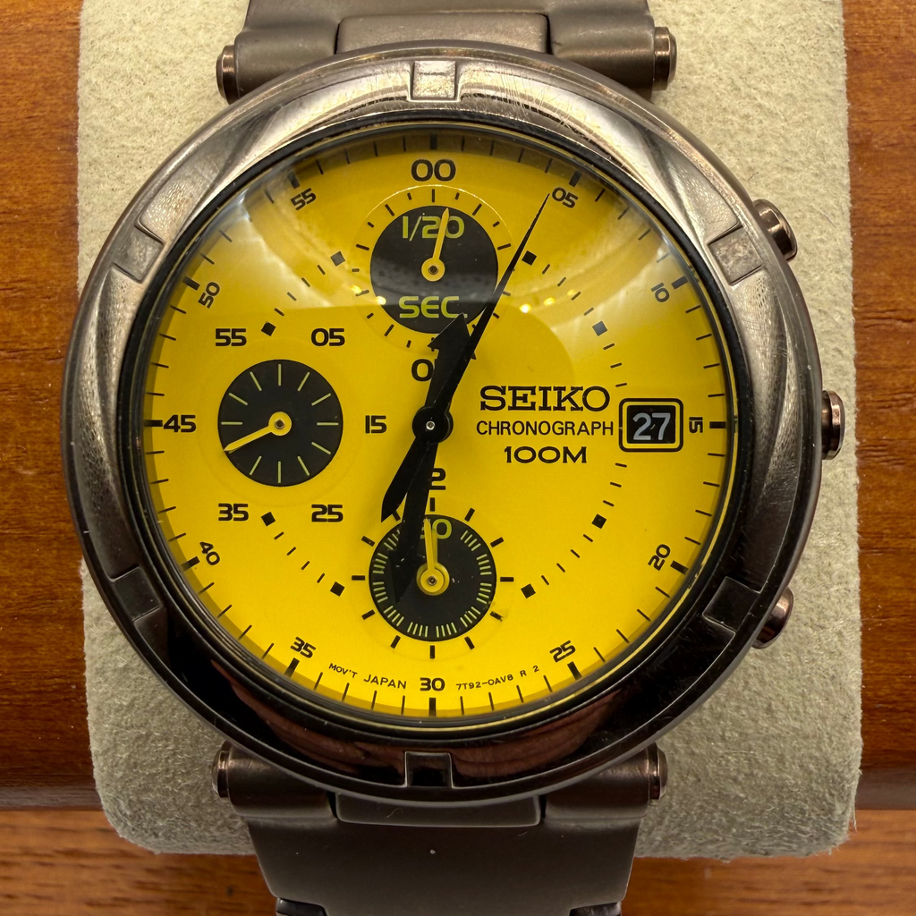 Seiko Chronograph 7T92-0BC0 – November 2002 – Yellow Dial- £109.99