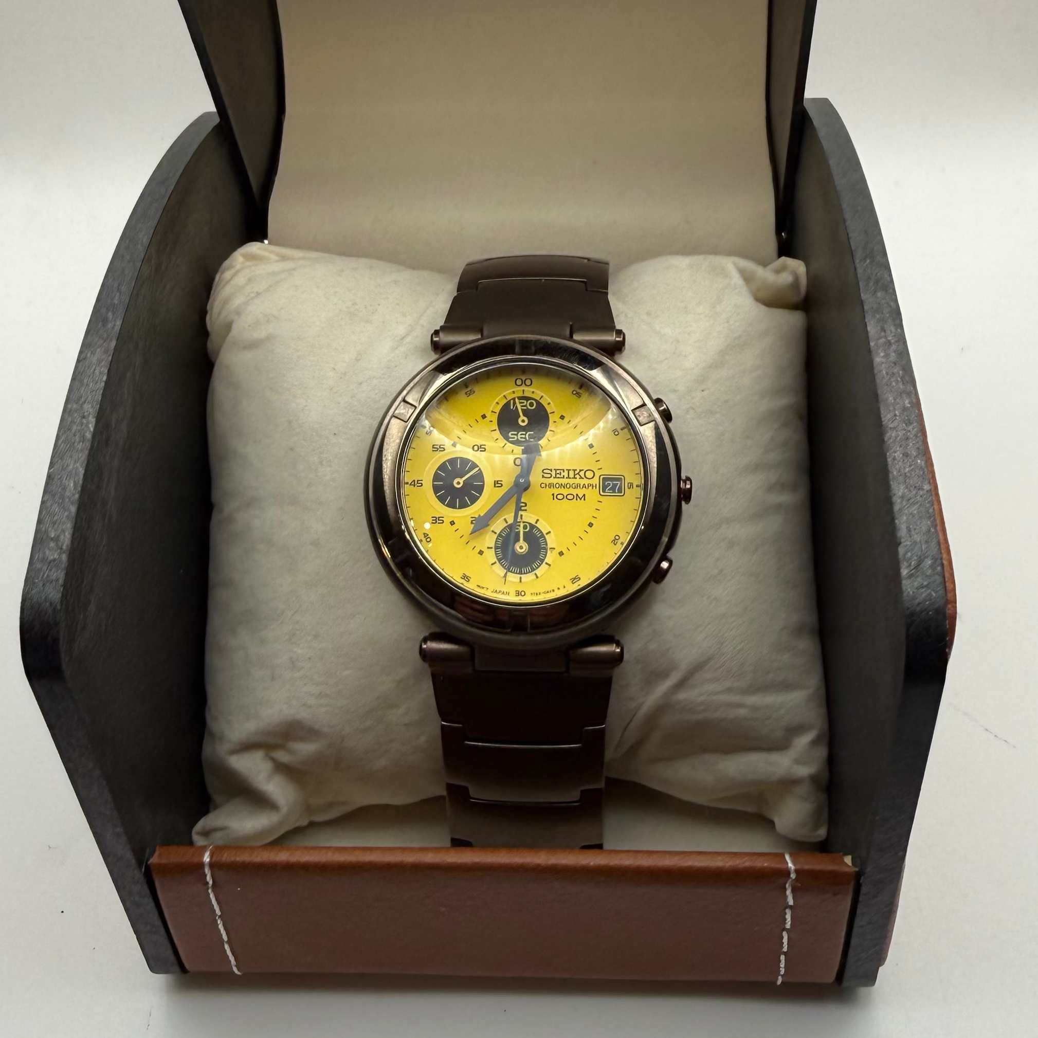Seiko Chronograph 7T92-0BC0 – November 2002 – Yellow Dial- £109.99