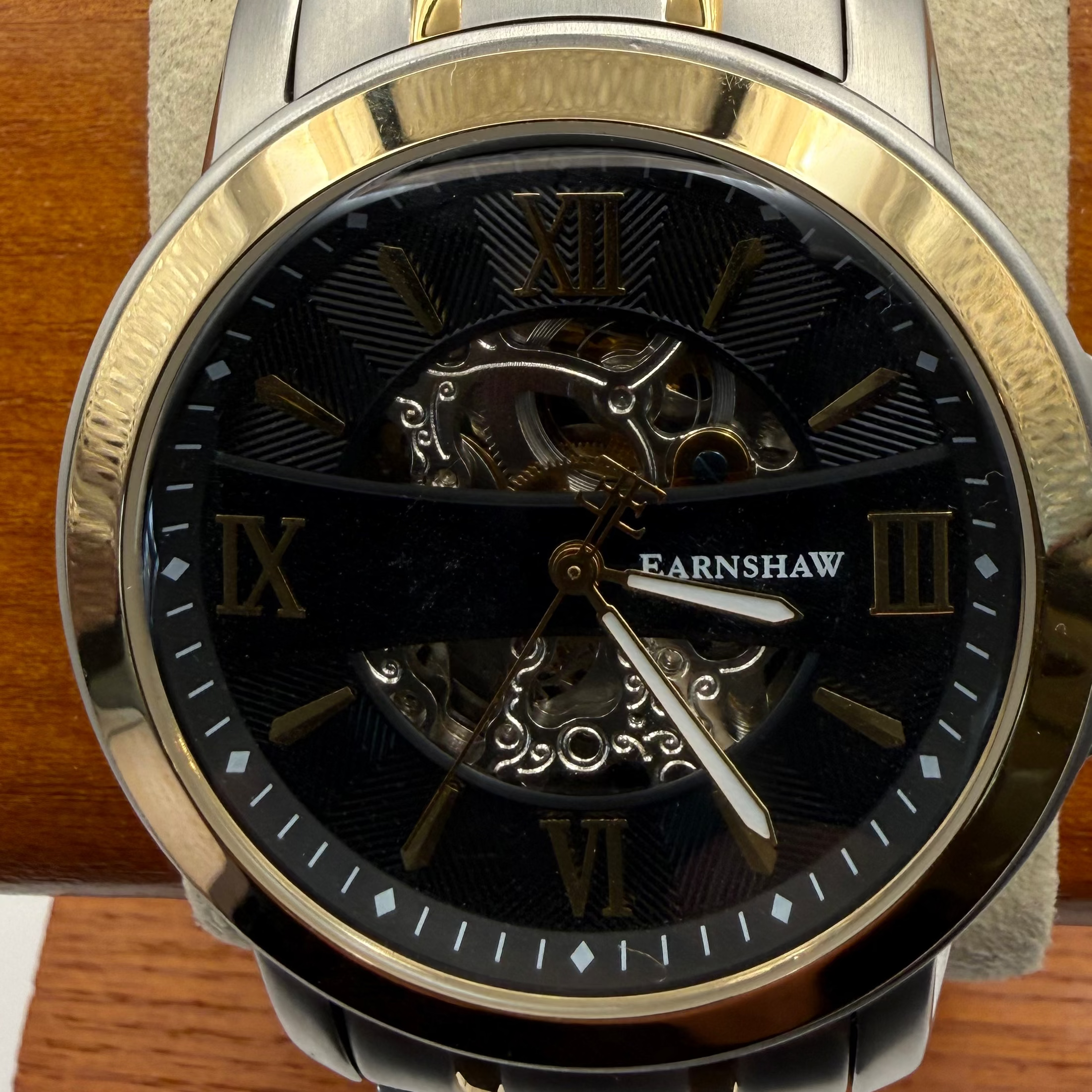 Thomas Earnshaw Automatic Skeleton Two-Tone Bracelet Watch 46mm 109.99