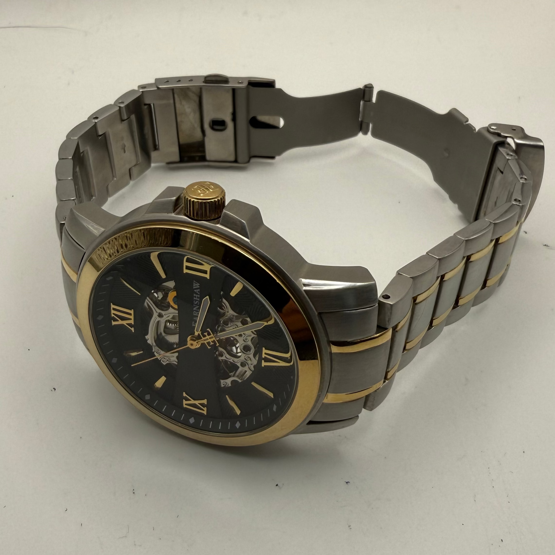 Thomas Earnshaw Automatic Skeleton Two-Tone Bracelet Watch 46mm 109.99