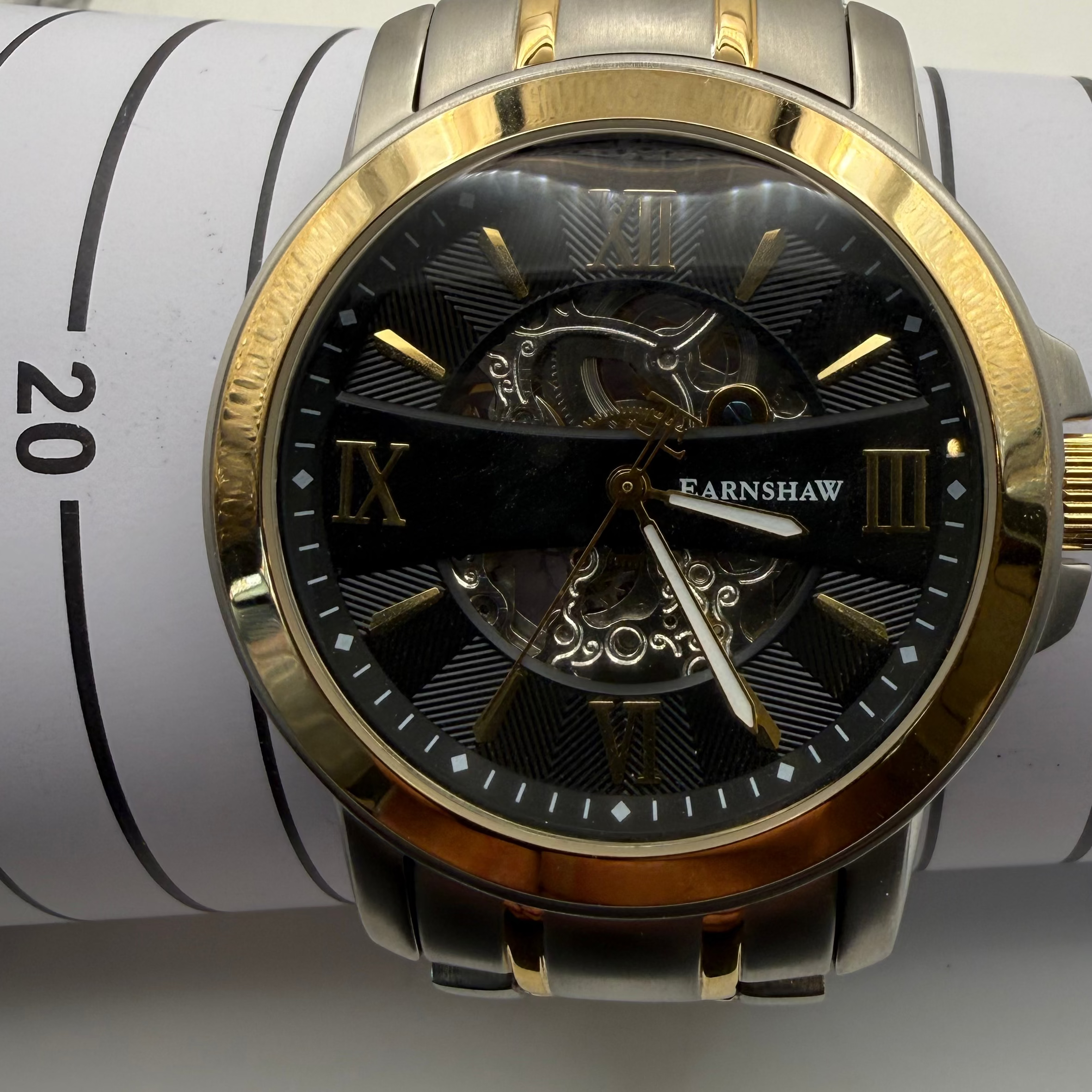 Thomas Earnshaw Automatic Skeleton Two-Tone Bracelet Watch 46mm 109.99