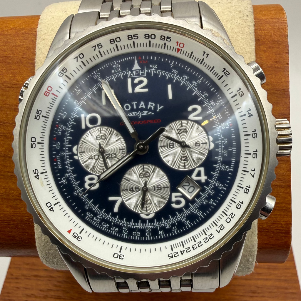 Rotary Chronospeed Chronograph GB03351/05 Full Set Blue Dial 45mm- £89.99