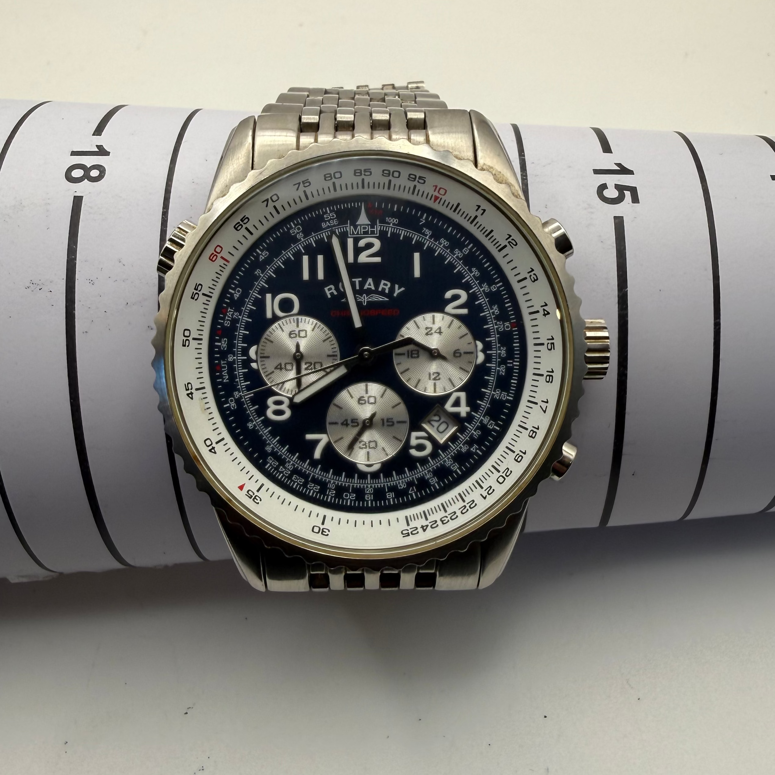 Rotary Chronospeed Chronograph GB03351/05 Full Set Blue Dial 45mm- £89.99