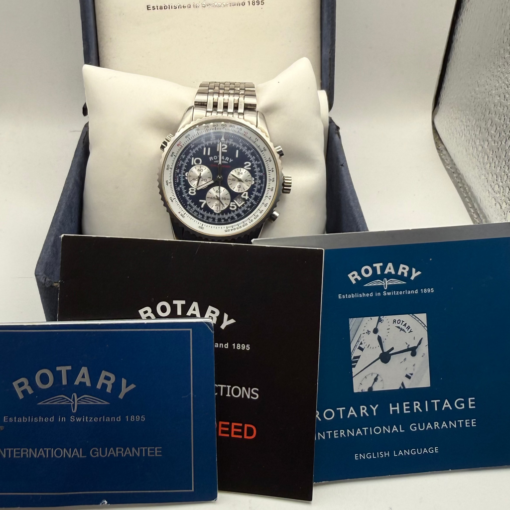 Rotary Chronospeed Chronograph GB03351/05 Full Set Blue Dial 45mm- £89.99