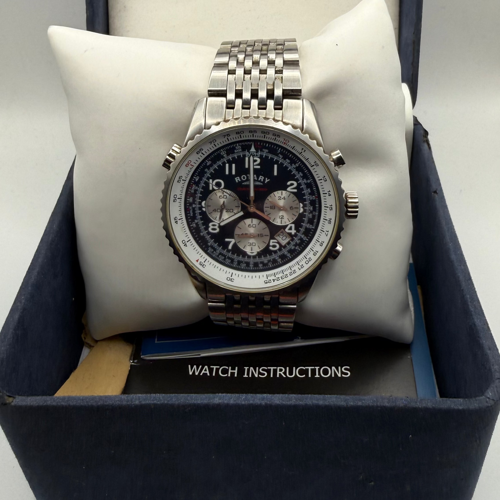 Rotary Chronospeed Chronograph GB03351/05 Full Set Blue Dial 45mm- £89.99