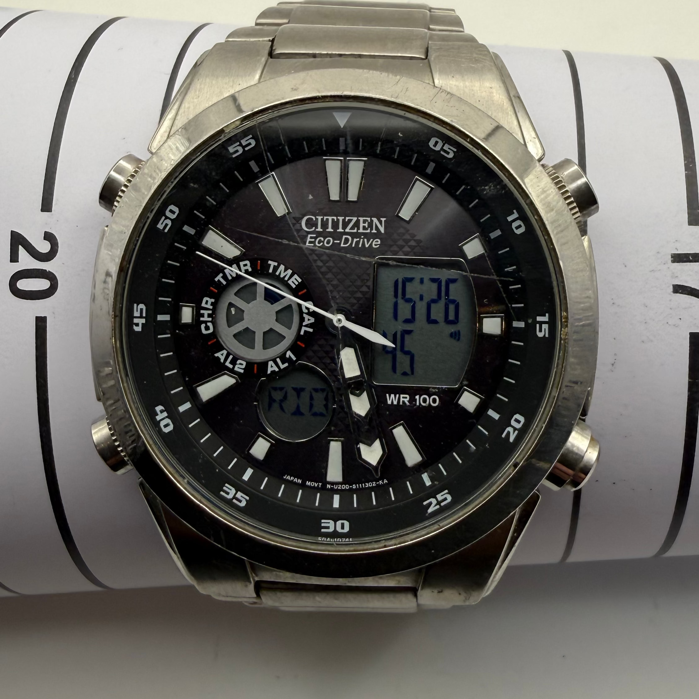 Citizen Eco-Drive Ana-Digi Chronograph WR100 43mm Stainless Stee- £179.99