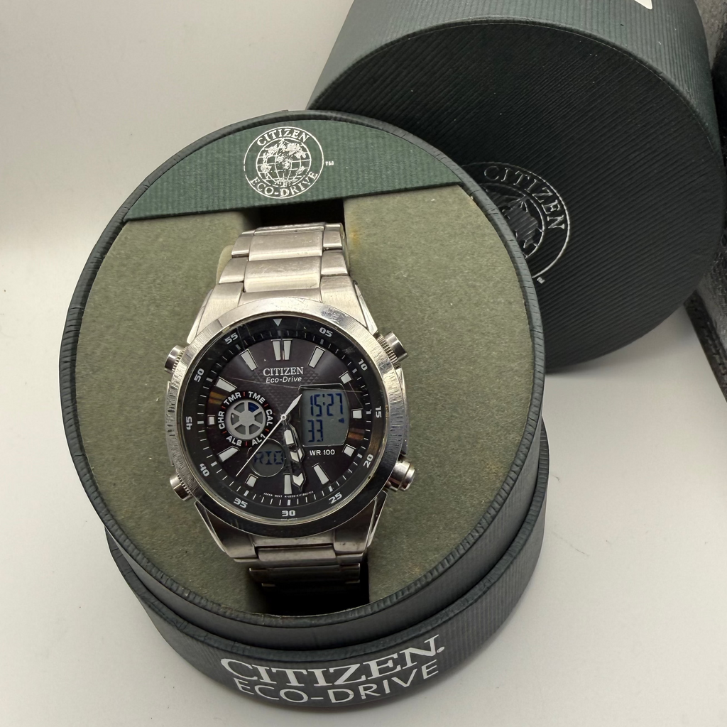 Citizen Eco-Drive Ana-Digi Chronograph WR100 43mm Stainless Stee- £179.99