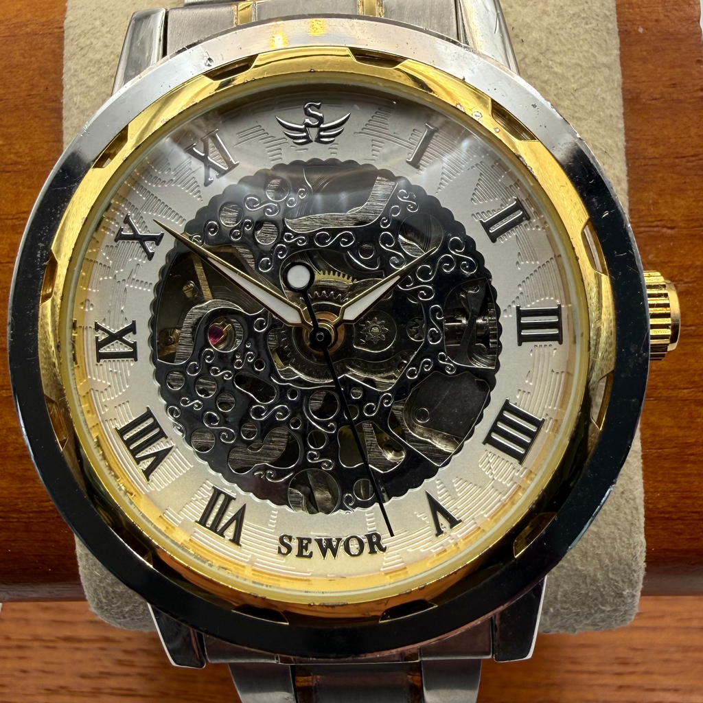 SEWOR SKELETON AUTOMATIC – TWO TONE STEEL & GOLD – 43.5MM- £29.99