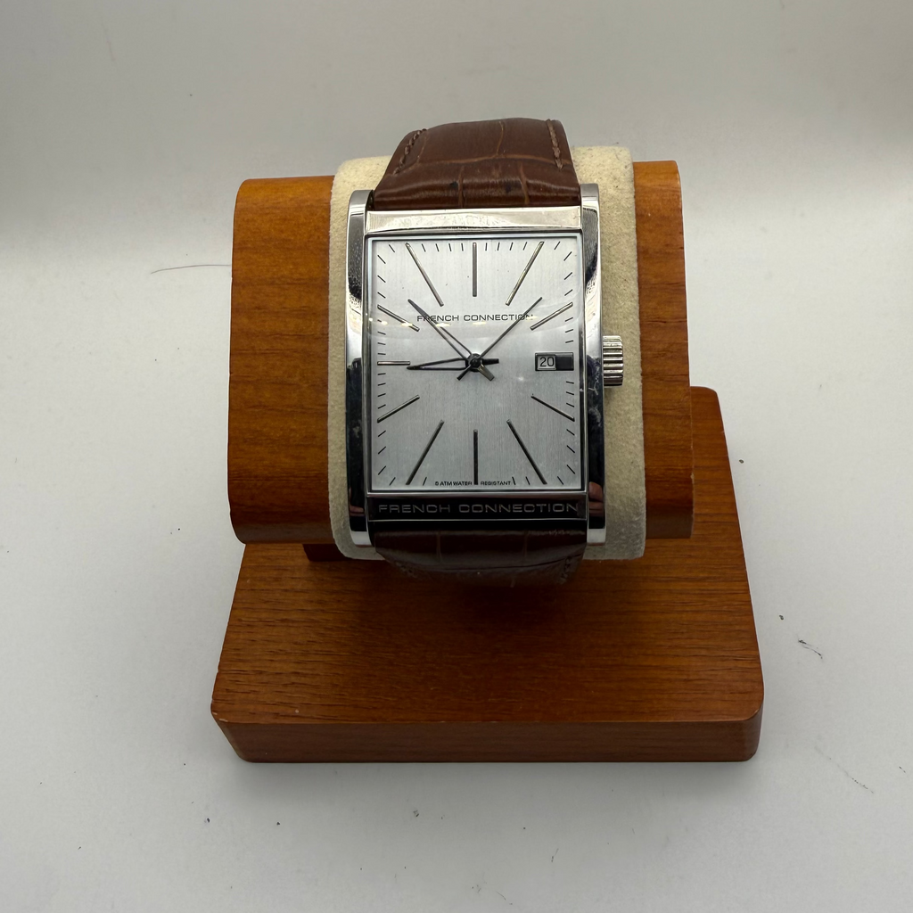 FRENCH CONNECTION TIME FC1051 RECTANGULAR DATE WATCH – SILVER DIAL- £24.99