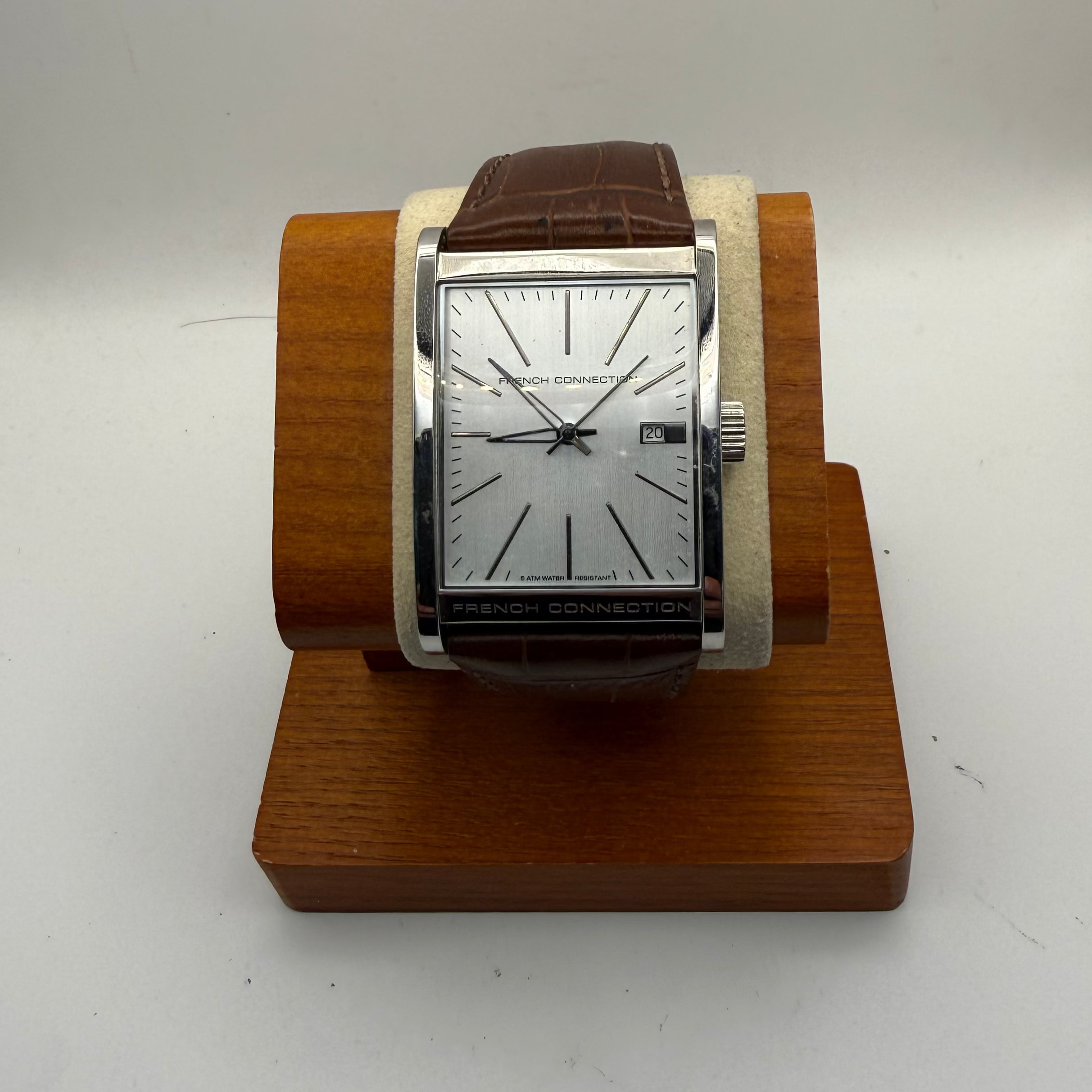 FRENCH CONNECTION TIME FC1051 RECTANGULAR DATE WATCH – SILVER DIAL- £24.99