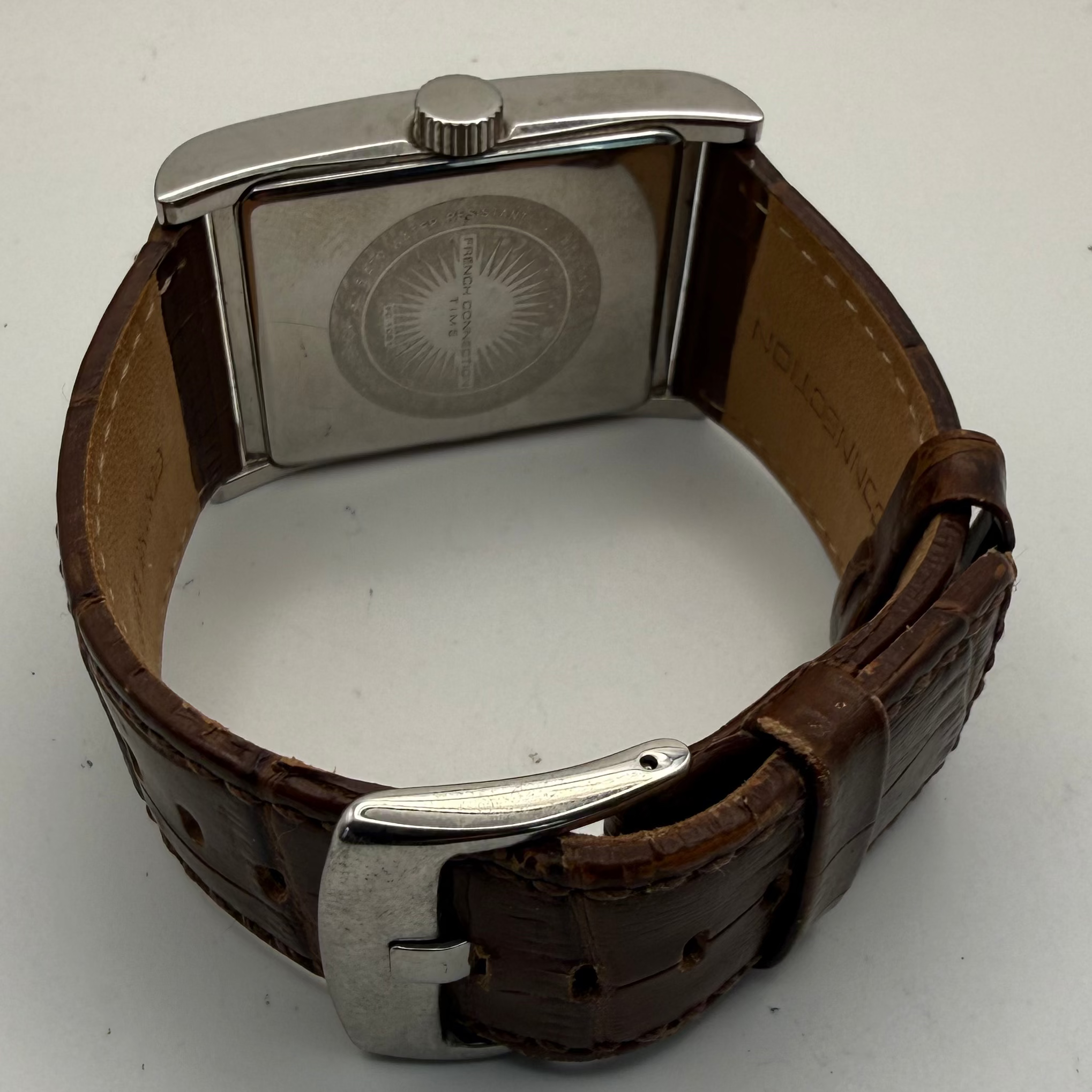 FRENCH CONNECTION TIME FC1051 RECTANGULAR DATE WATCH – SILVER DIAL- £24.99