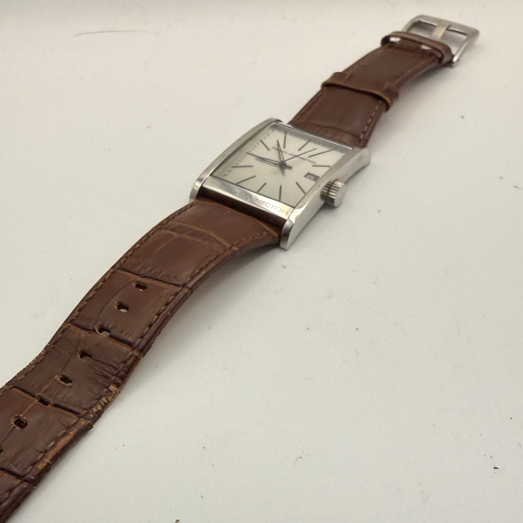 FRENCH CONNECTION TIME FC1051 RECTANGULAR DATE WATCH – SILVER DIAL- £24.99