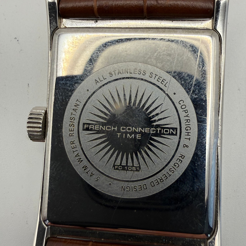 FRENCH CONNECTION TIME FC1051 RECTANGULAR DATE WATCH – SILVER DIAL- £24.99