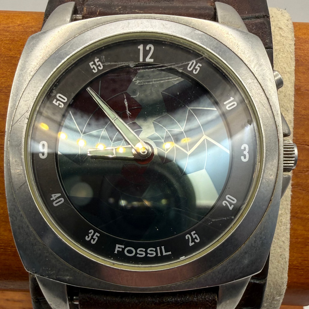 Fossil Wide Cuff Leather Strap Watch – Quartz – Statement Dial- £29.99