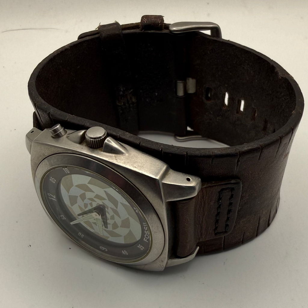 Fossil Wide Cuff Leather Strap Watch – Quartz – Statement Dial- £29.99