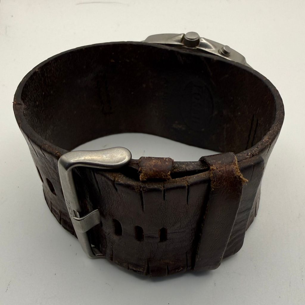Fossil Wide Cuff Leather Strap Watch – Quartz – Statement Dial- £29.99