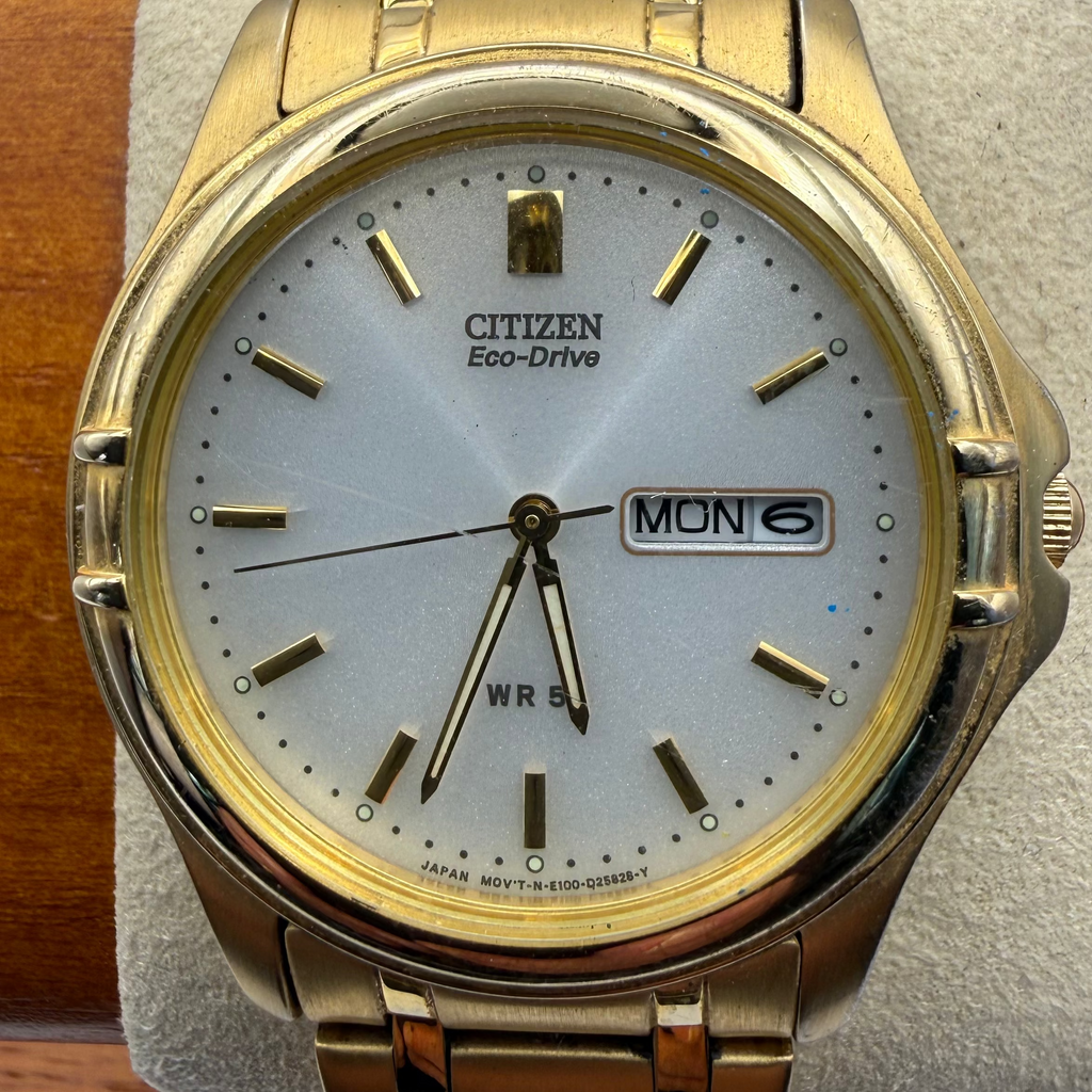 Citizen Eco-Drive Day-Date E100 Gold Tone Bracelet Watch- £99.99