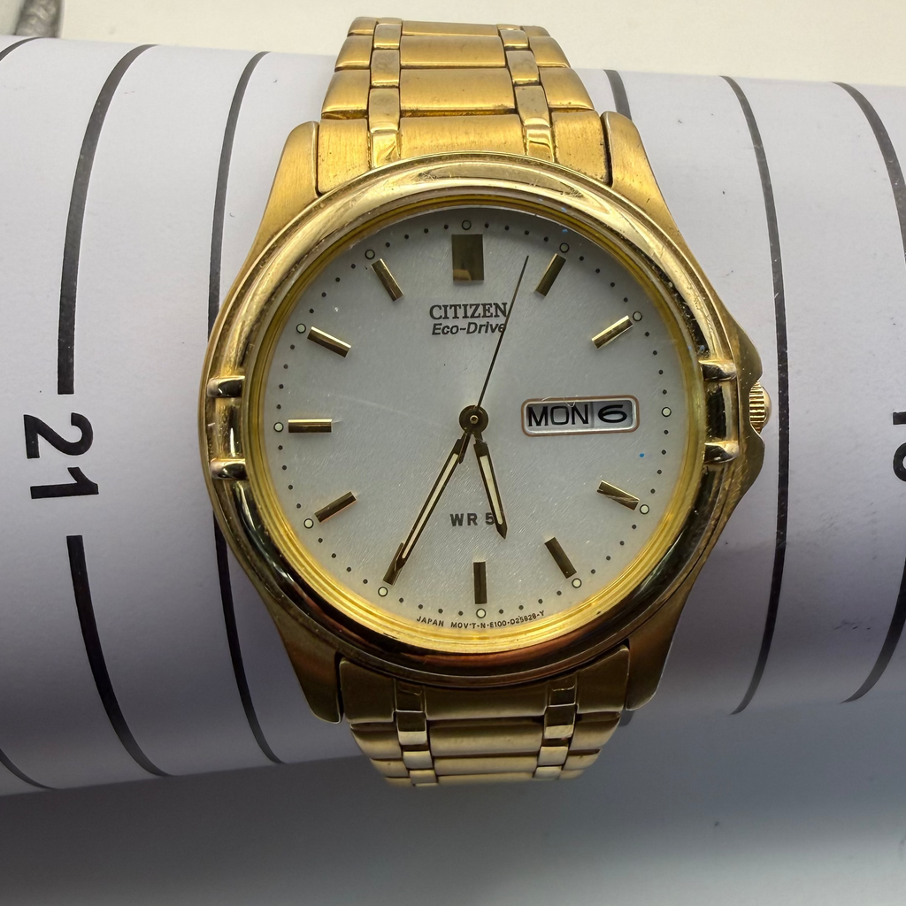 Citizen Eco-Drive Day-Date E100 Gold Tone Bracelet Watch- £99.99