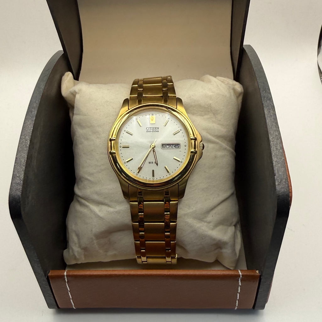 Citizen Eco-Drive Day-Date E100 Gold Tone Bracelet Watch- £99.99