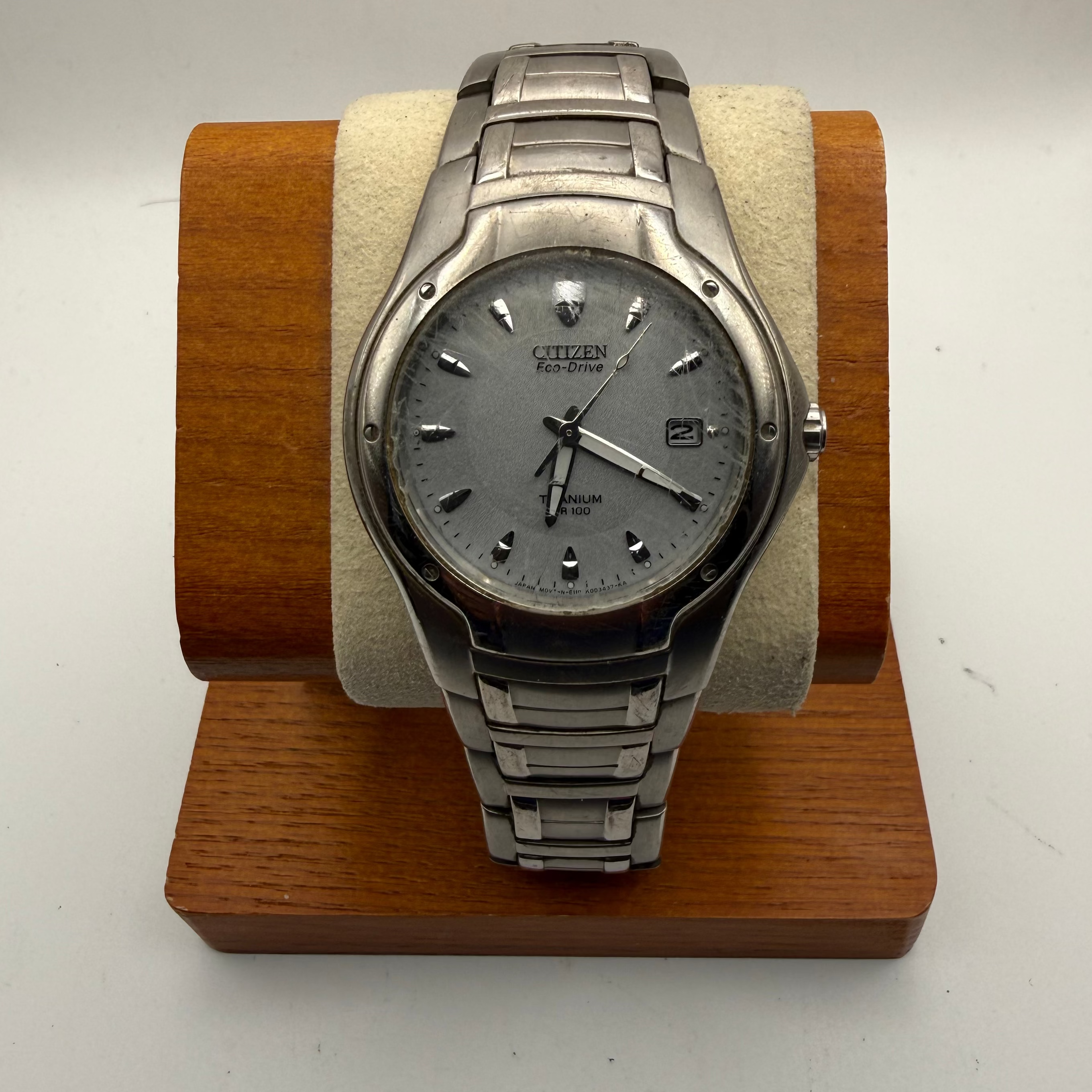Citizen Eco-Drive Titanium WR100 Date Dress Watch – Silver Dial- £89.99