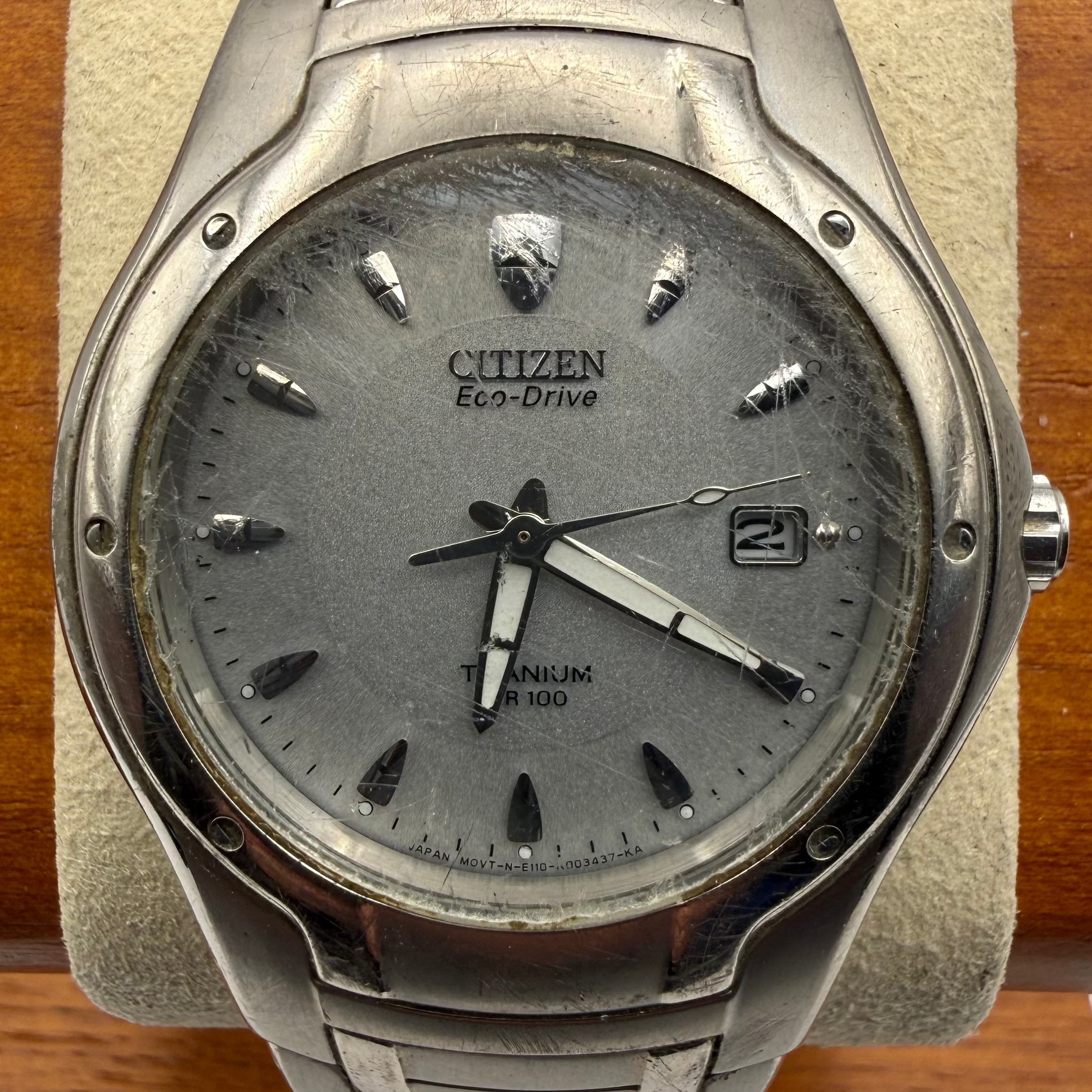 Citizen Eco-Drive Titanium WR100 Date Dress Watch – Silver Dial- £89.99