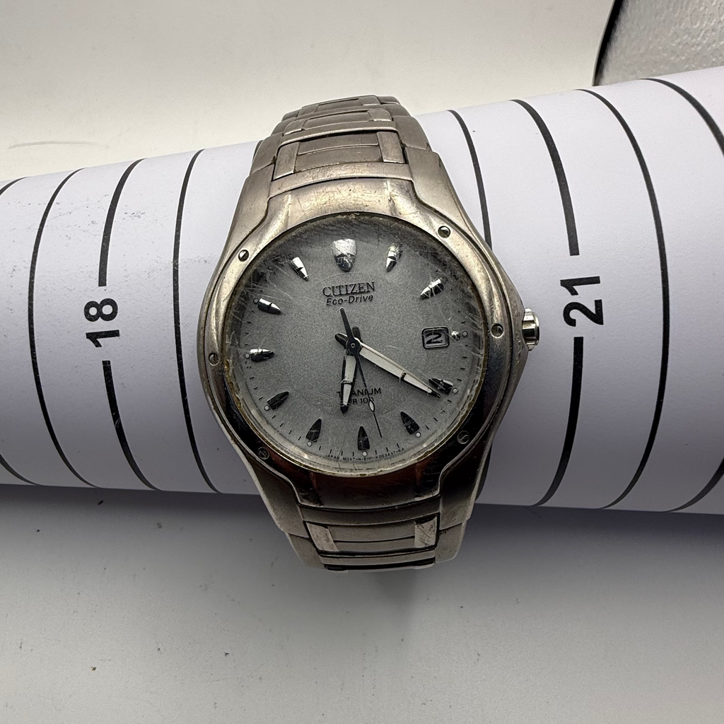 Citizen Eco-Drive Titanium WR100 Date Dress Watch – Silver Dial- £89.99
