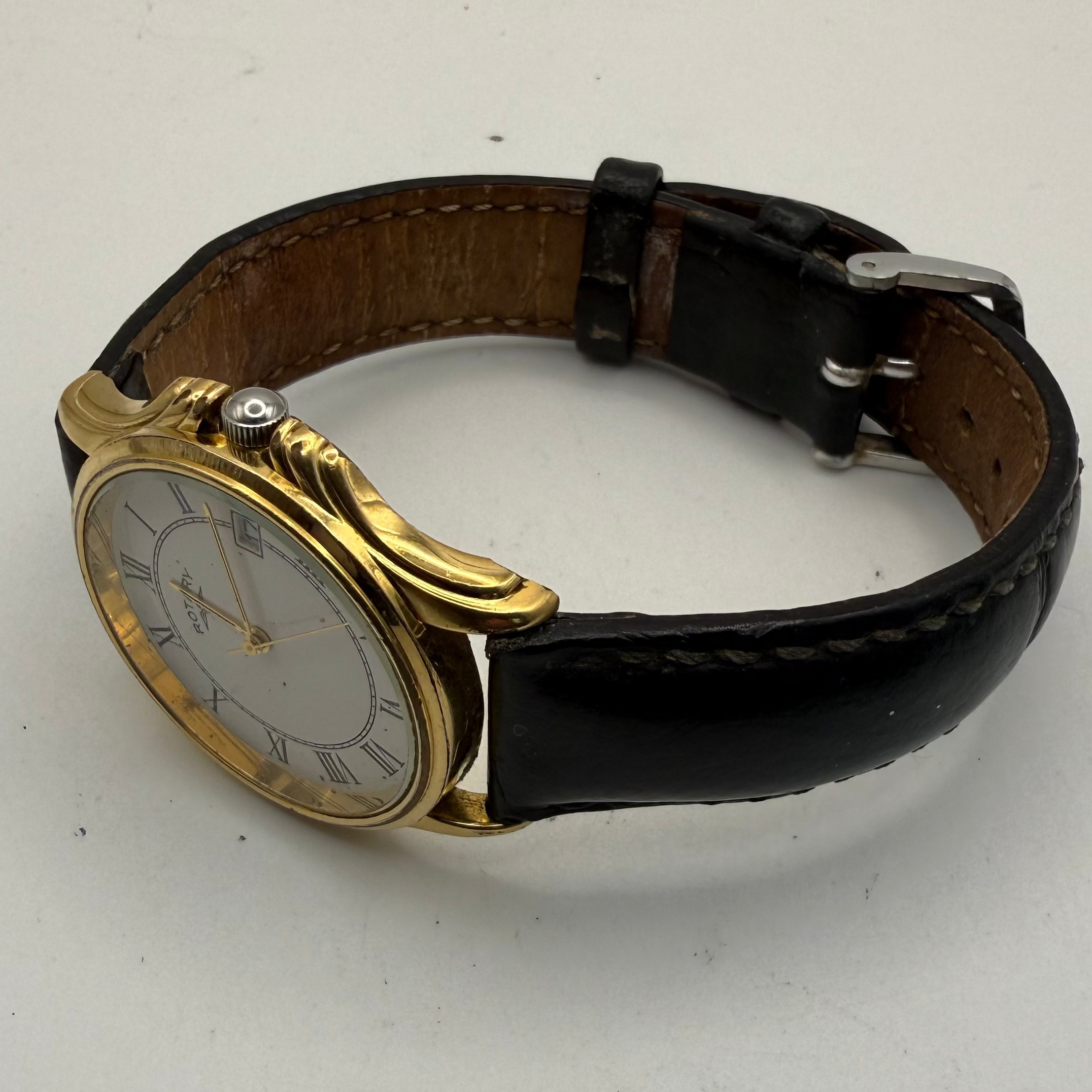 Rotary Classic Gold Tone Date Dress Watch Roman Numeral Dial- £29.99
