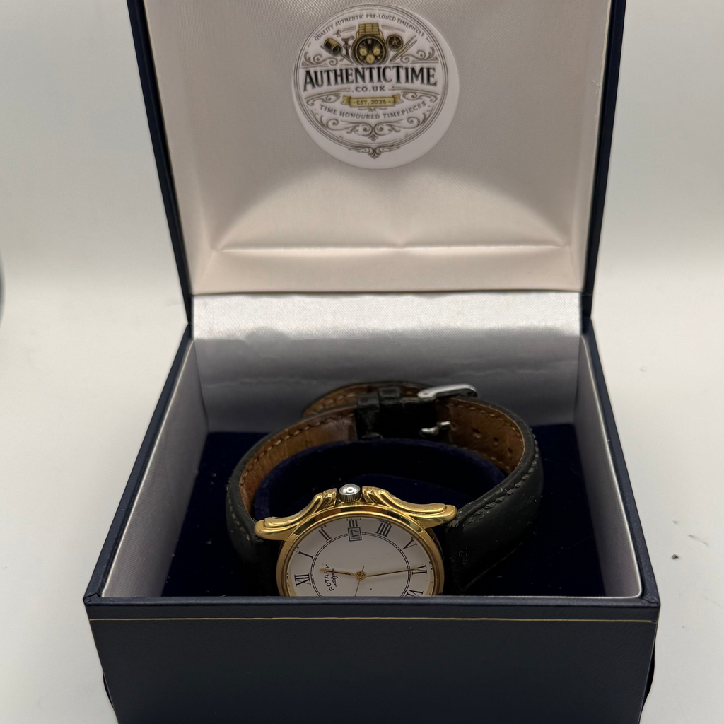 Rotary Classic Gold Tone Date Dress Watch Roman Numeral Dial- £29.99