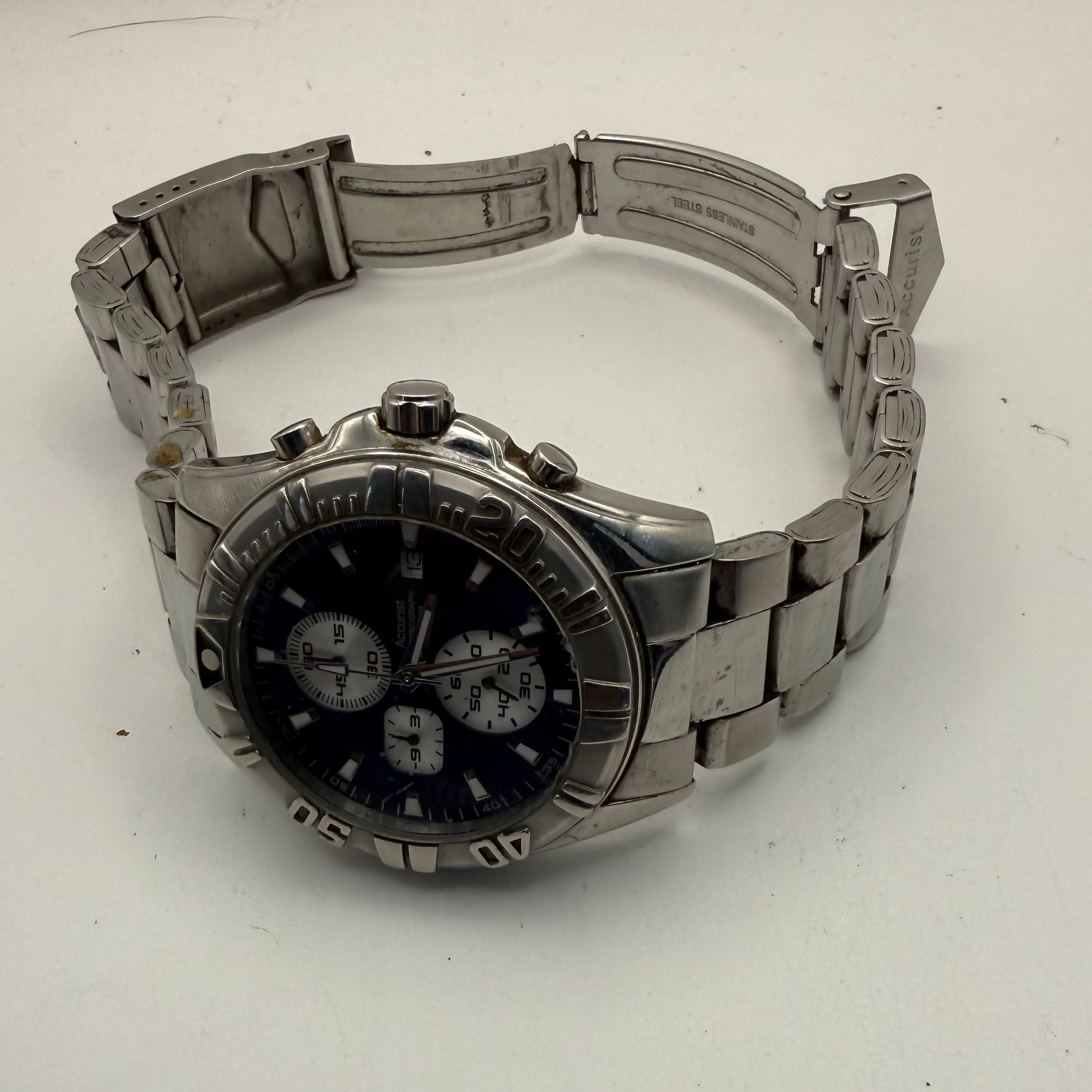 Accurist Chronograph Blue Dial Stainless Steel 45mm Men's Watch- £59.99