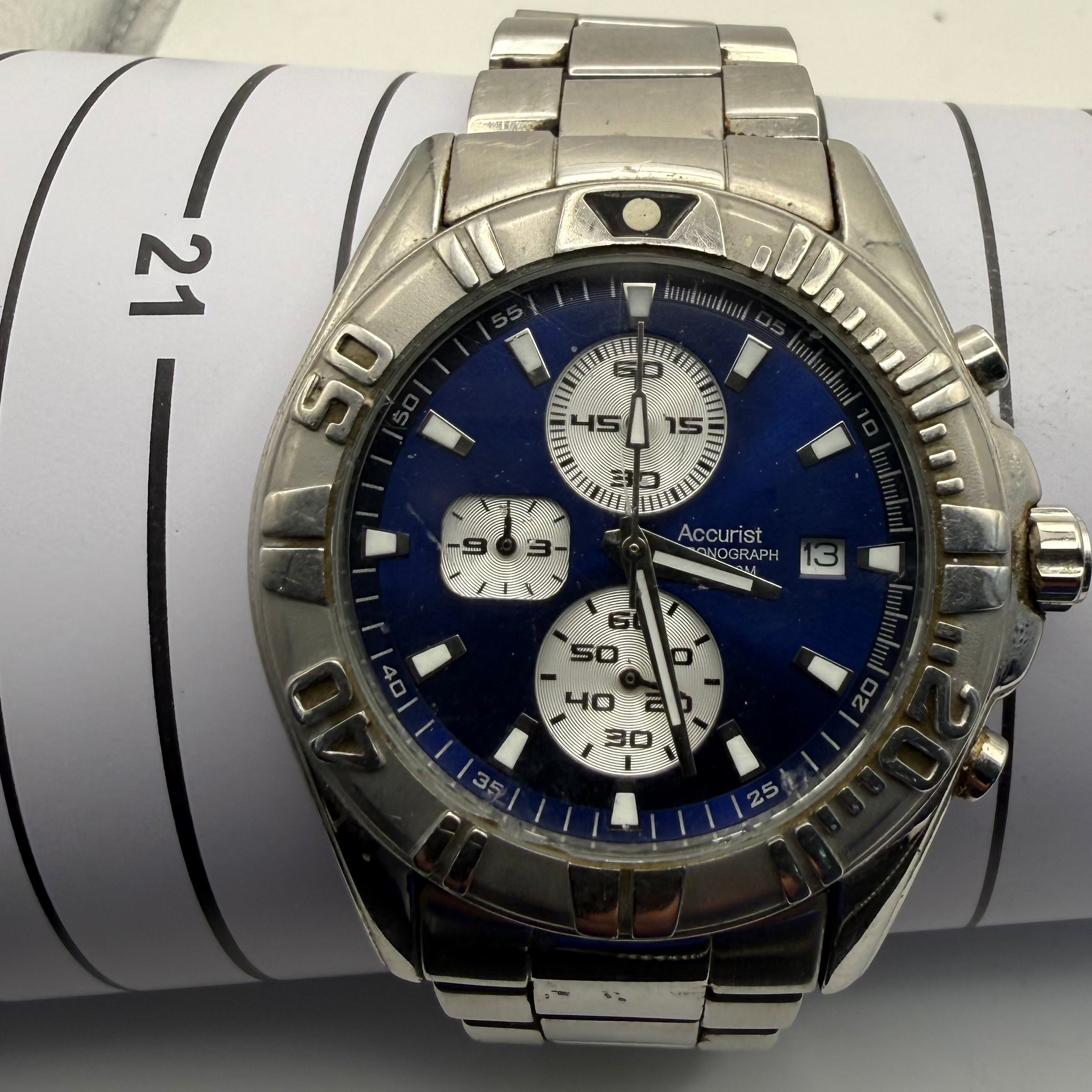 Accurist Chronograph Blue Dial Stainless Steel 45mm Men's Watch- £59.99