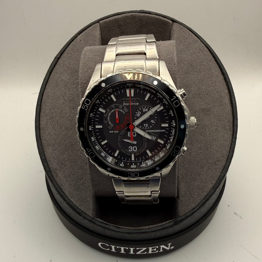 Citizen Eco-Drive Chronograph BV1130-15A Men’s Watch – Black Dial- £159.99
