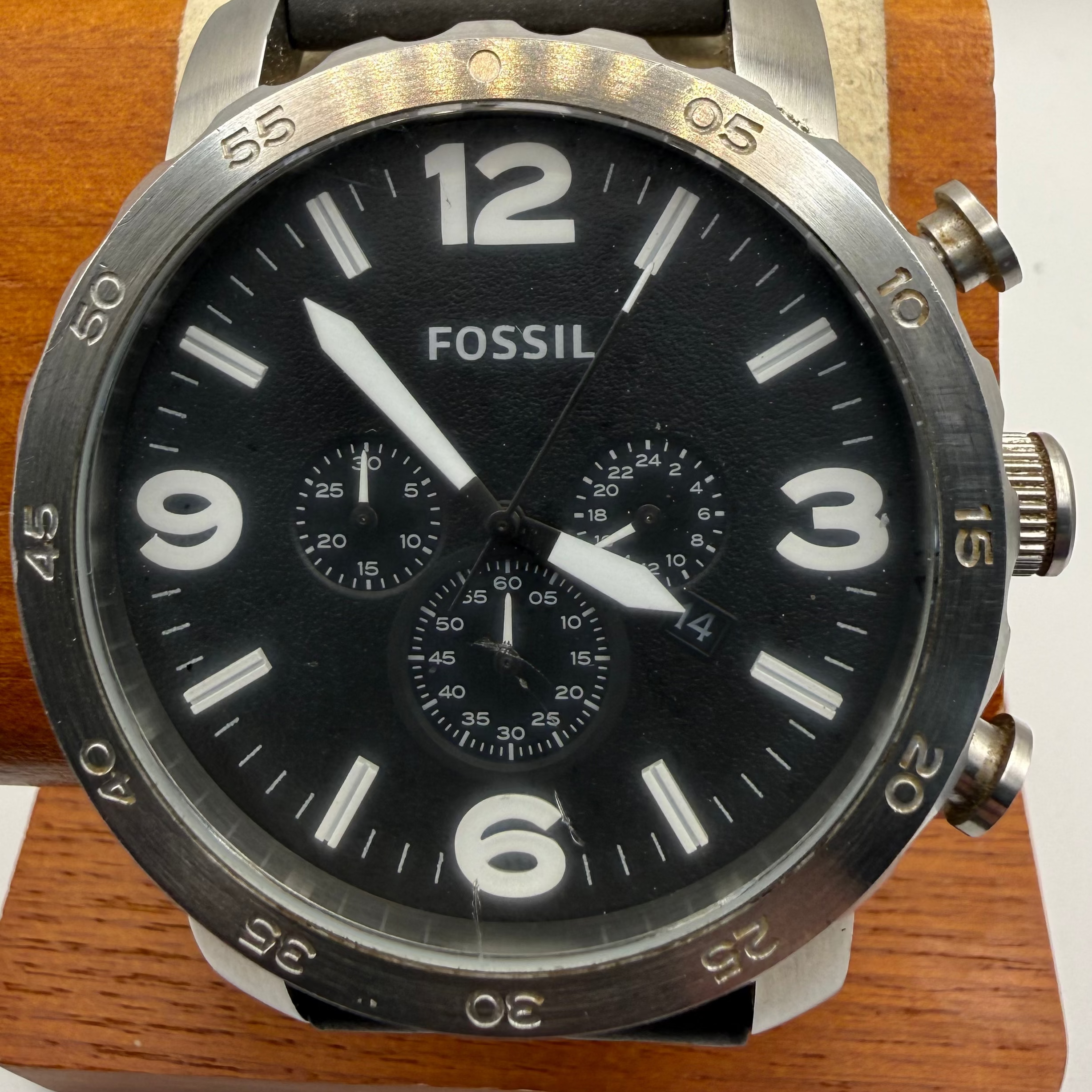 Fossil Oversized Chronograph 50mm Black Dial Men's Watch JR-1353- £69.99