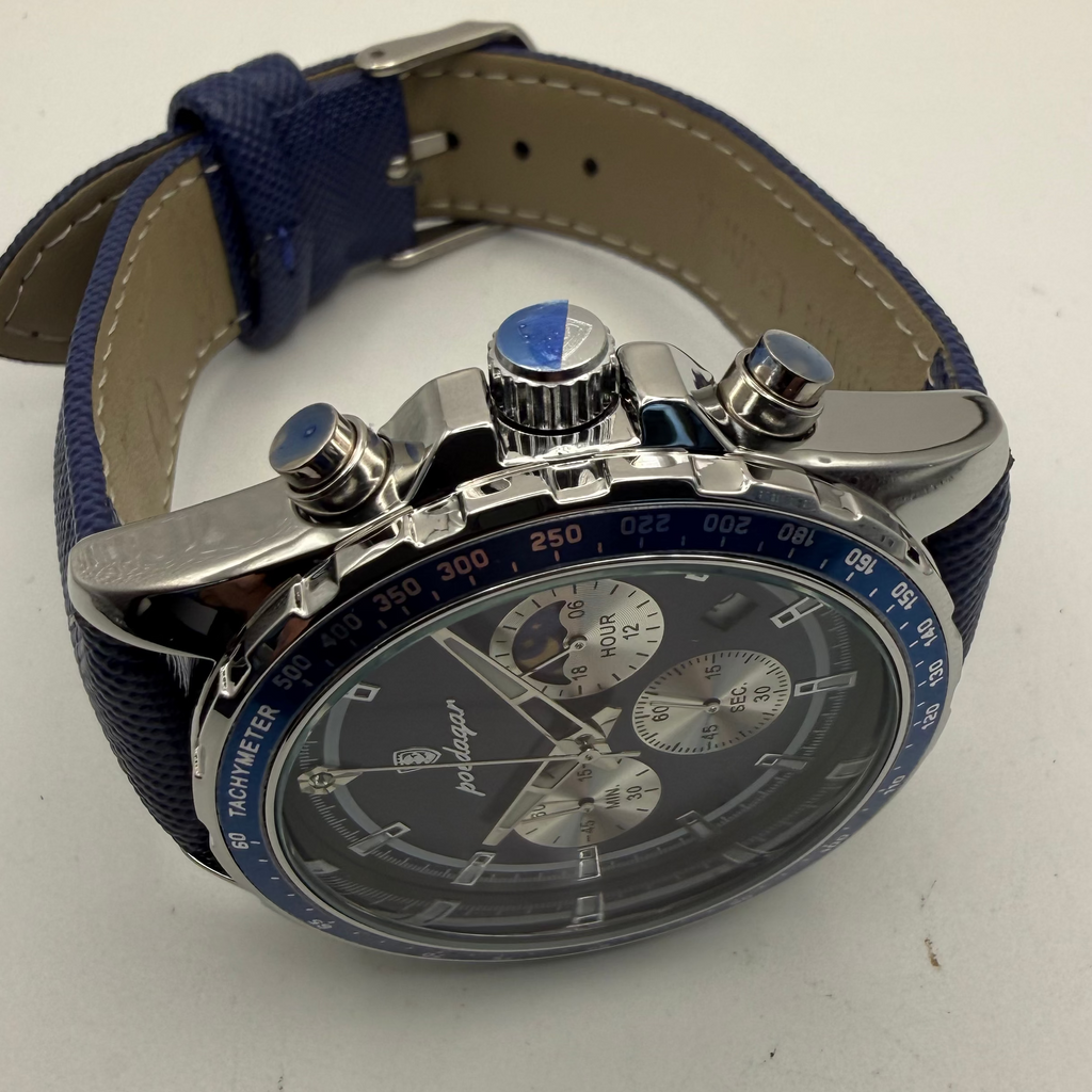 Poedagar 879B Blue Dial Chronograph Style Men’s Watch New Boxed- £34.95