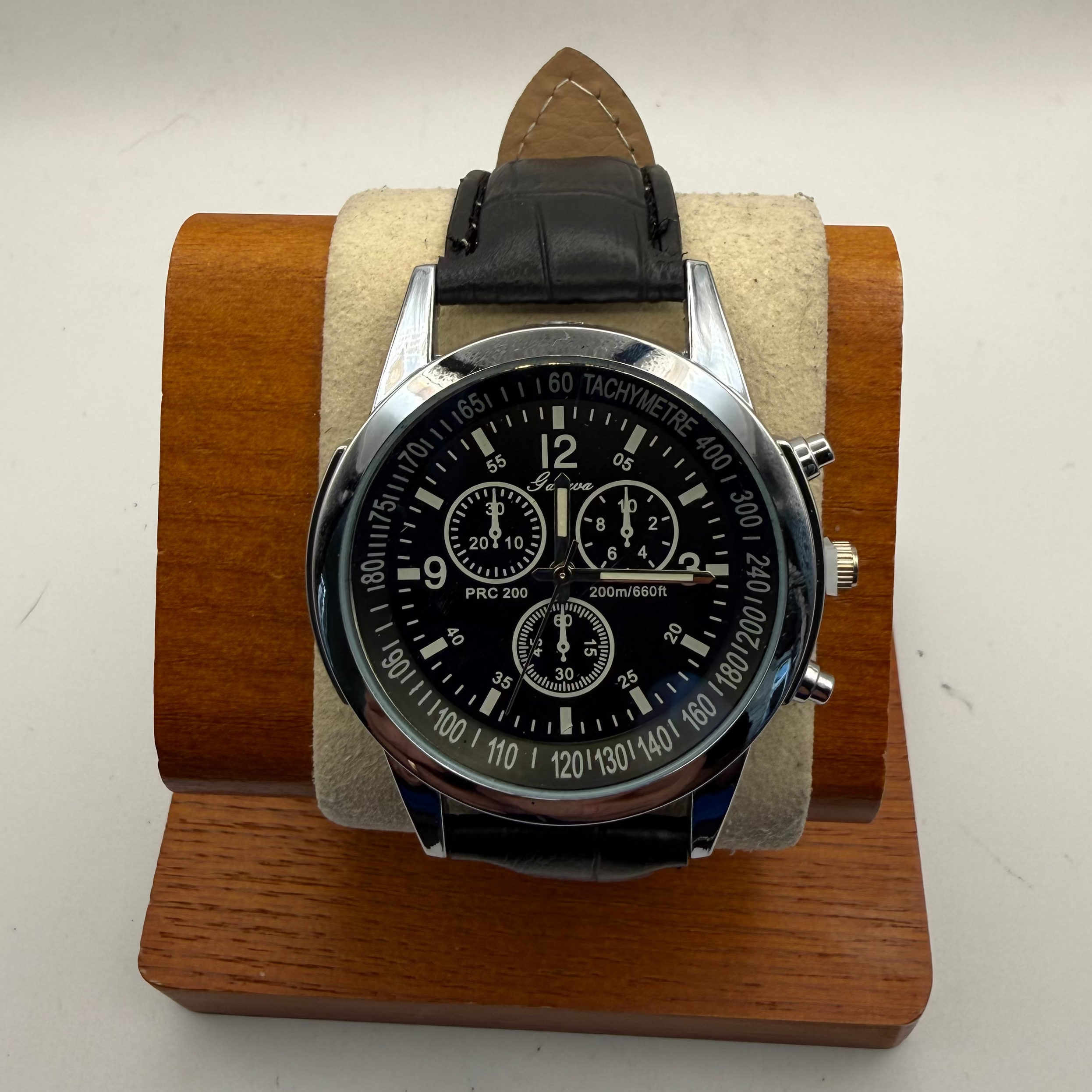 Geneva PRC 200 Style Black Dial Chronograph Fashion Watch – New – Black Strap- £12.50