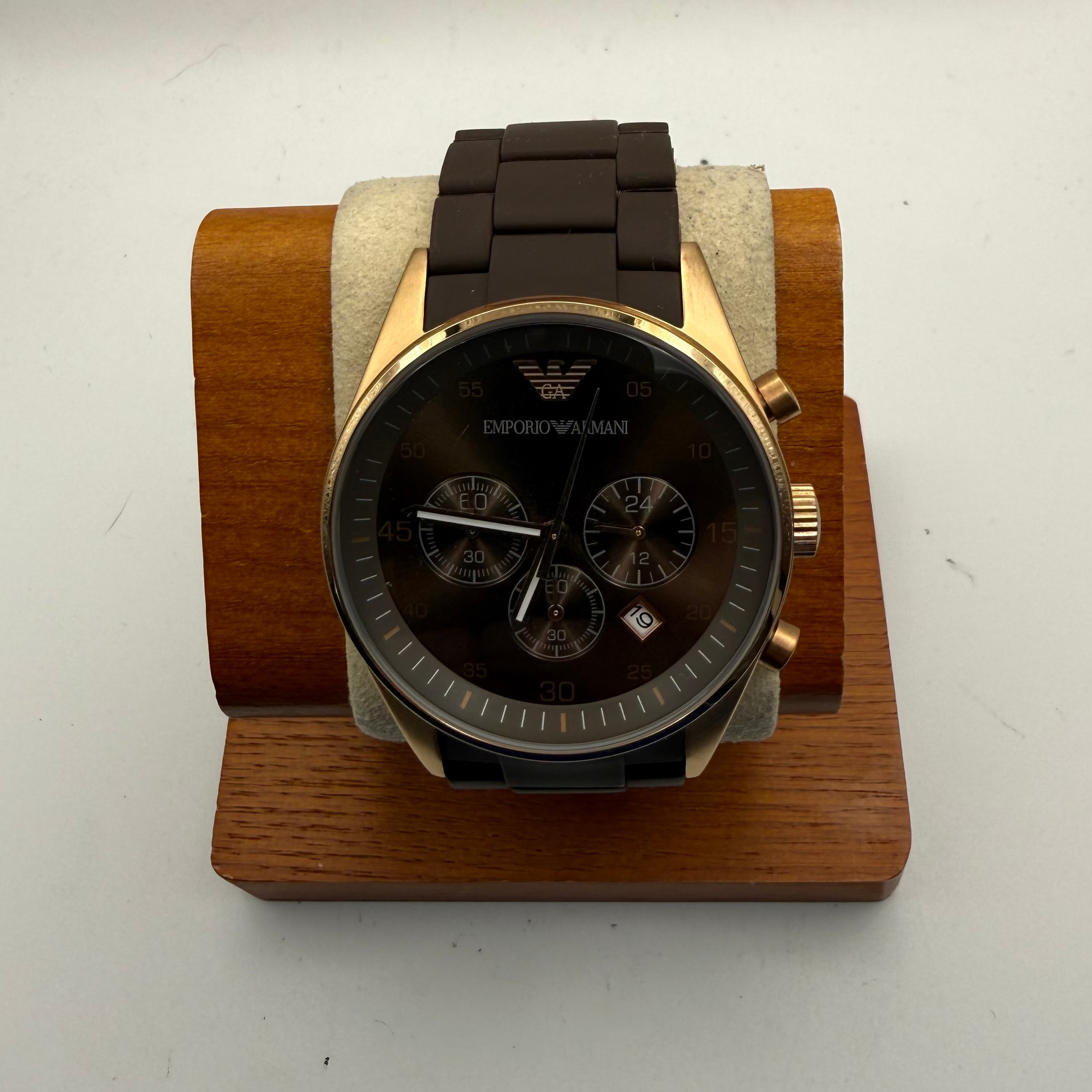 Emporio Armani AR-5890 Chronograph Brown & Rose Gold Watch- £79.99
