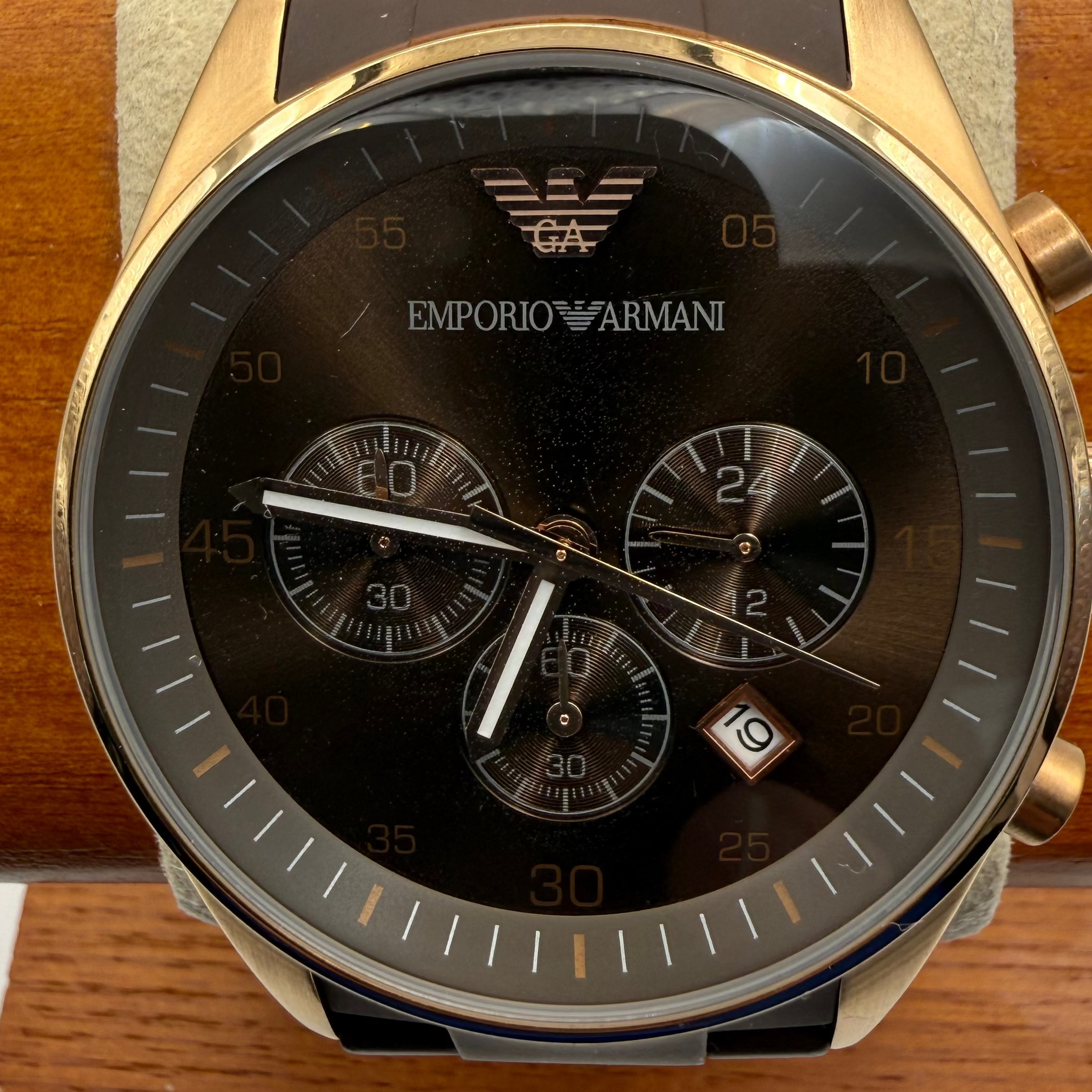 Emporio Armani AR-5890 Chronograph Brown & Rose Gold Watch- £79.99