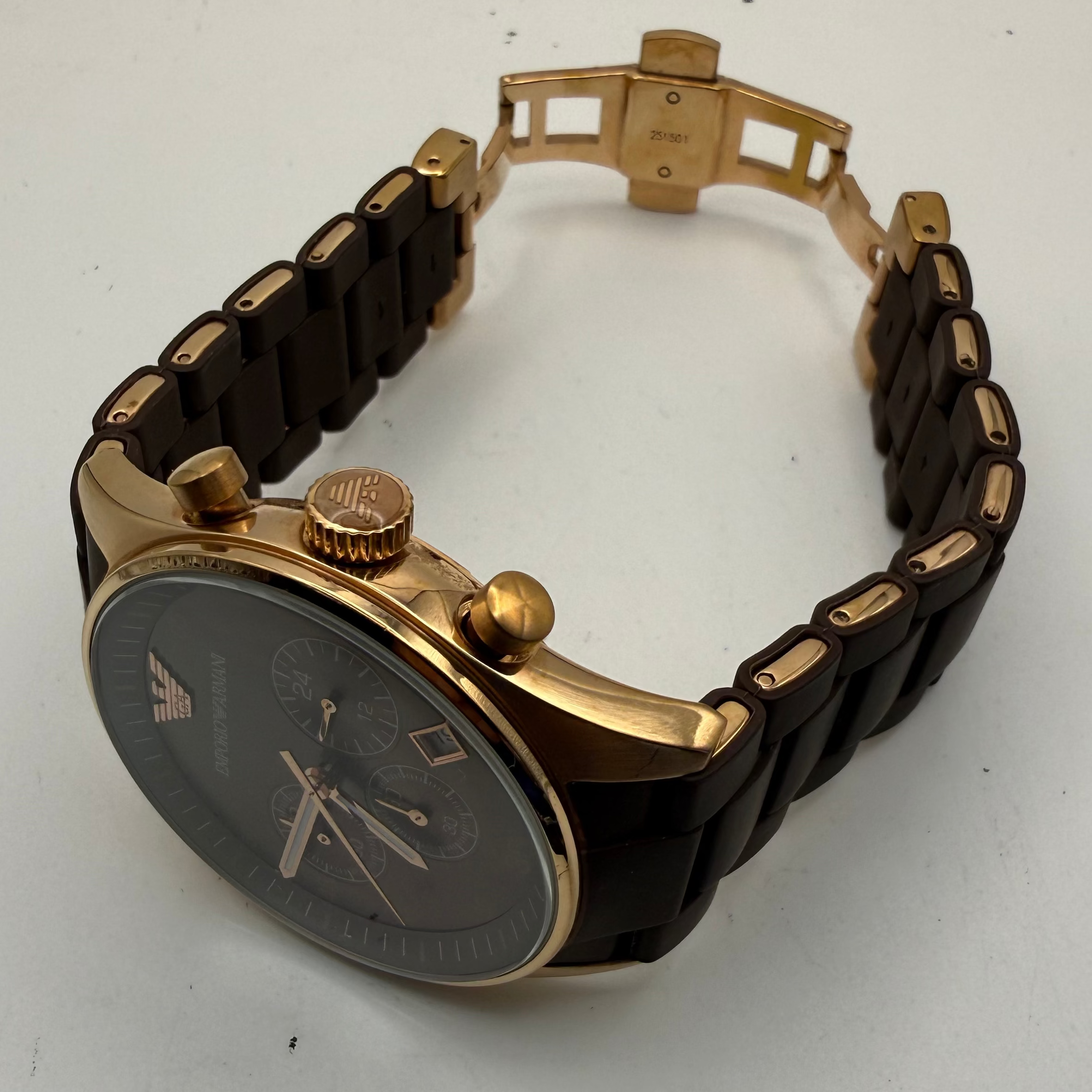 Emporio Armani AR-5890 Chronograph Brown & Rose Gold Watch- £79.99