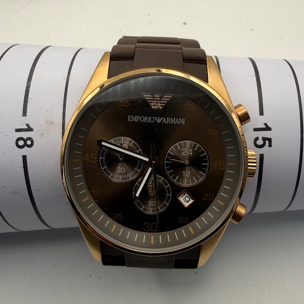 Emporio Armani AR-5890 Chronograph Brown & Rose Gold Watch- £79.99