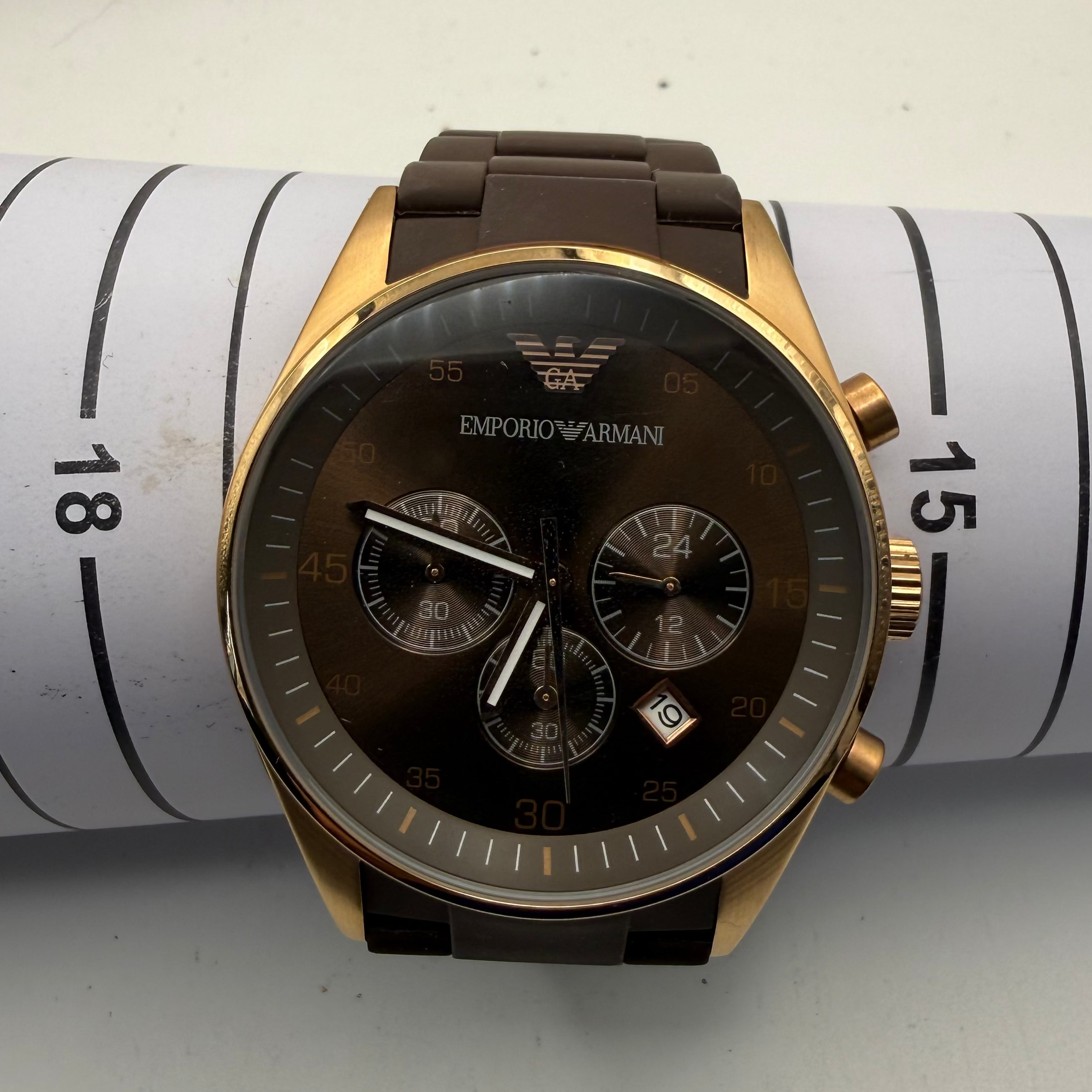Emporio Armani AR-5890 Chronograph Brown & Rose Gold Watch- £79.99