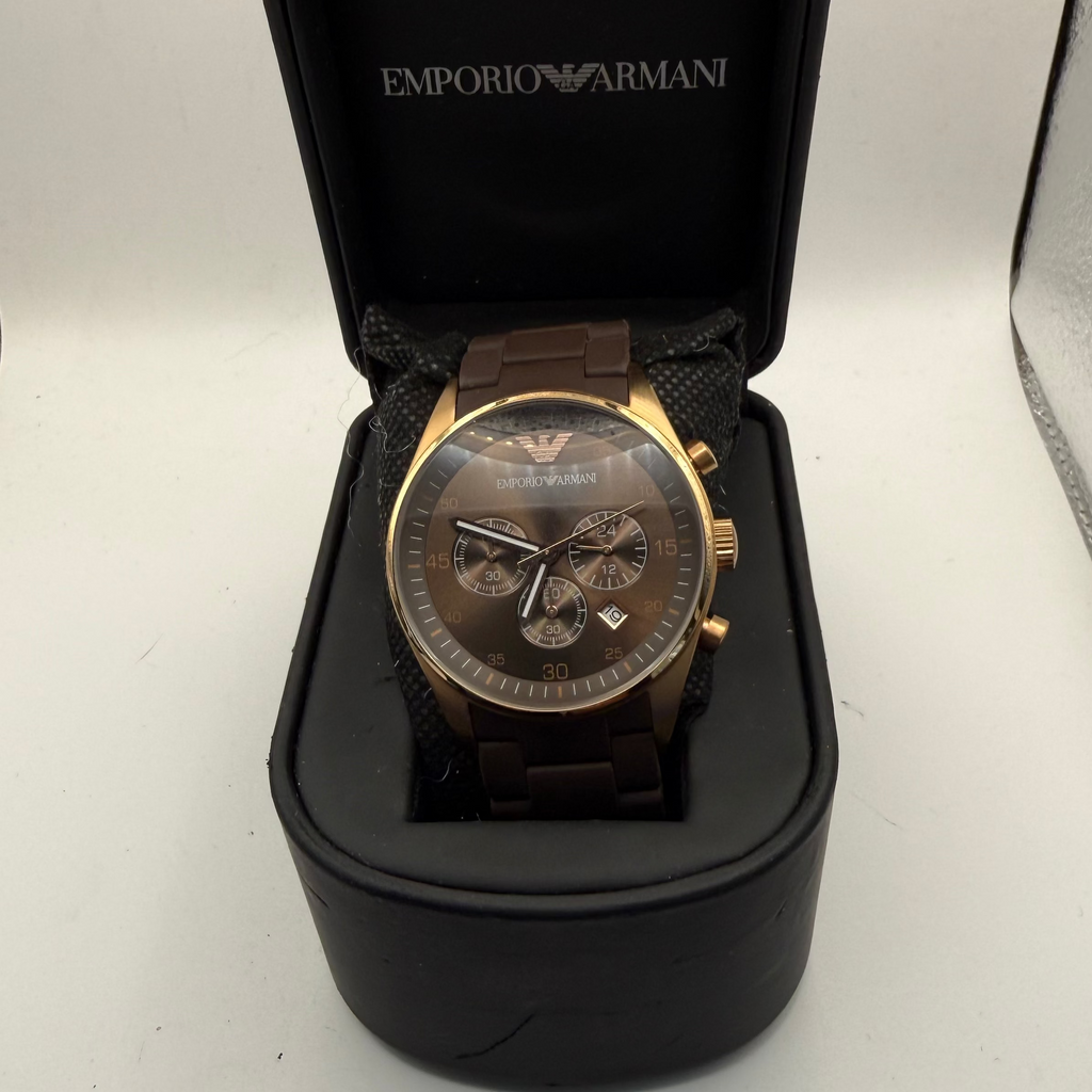Emporio Armani AR-5890 Chronograph Brown & Rose Gold Watch- £79.99